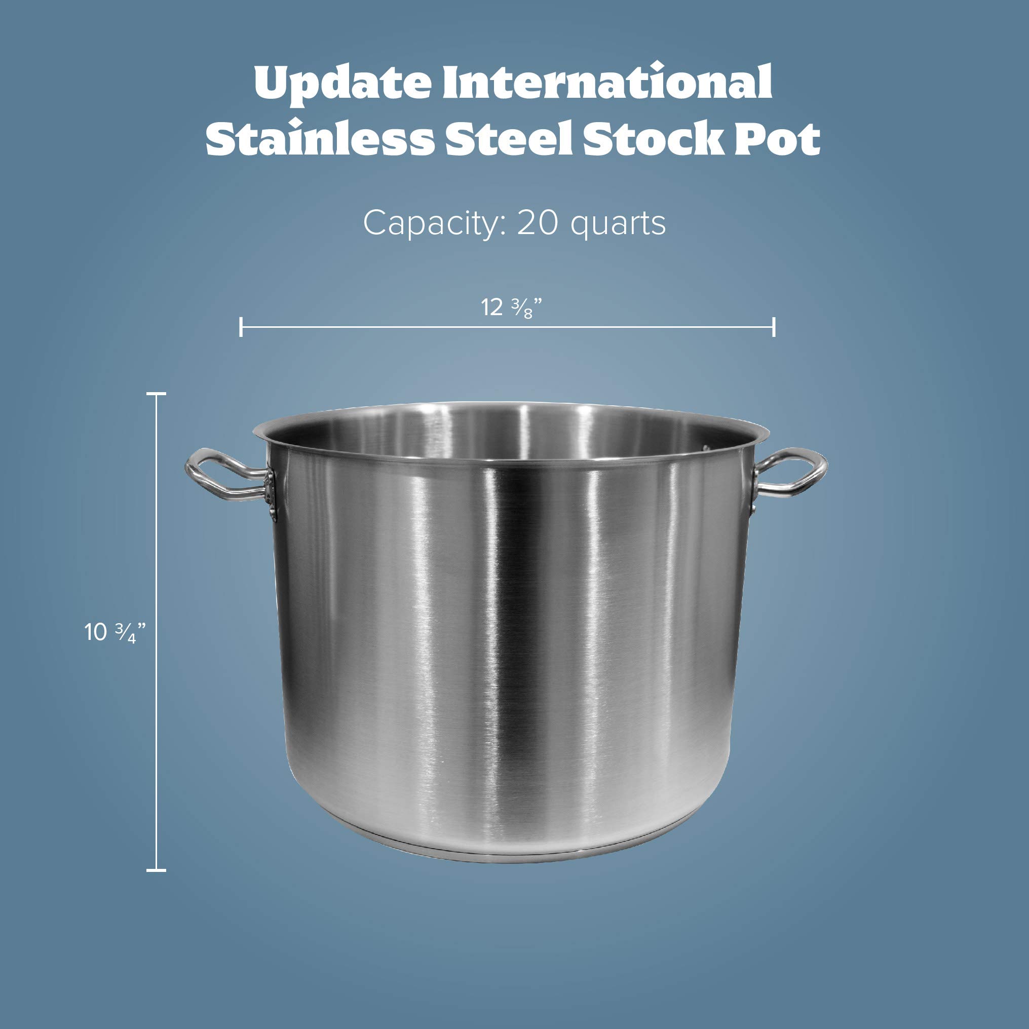 Update International SPS-20 20-Quart Silver Induction Stock Pot - Professional Commercial Kitchen Cookware for Soup, Stew & Large Batch Cooking