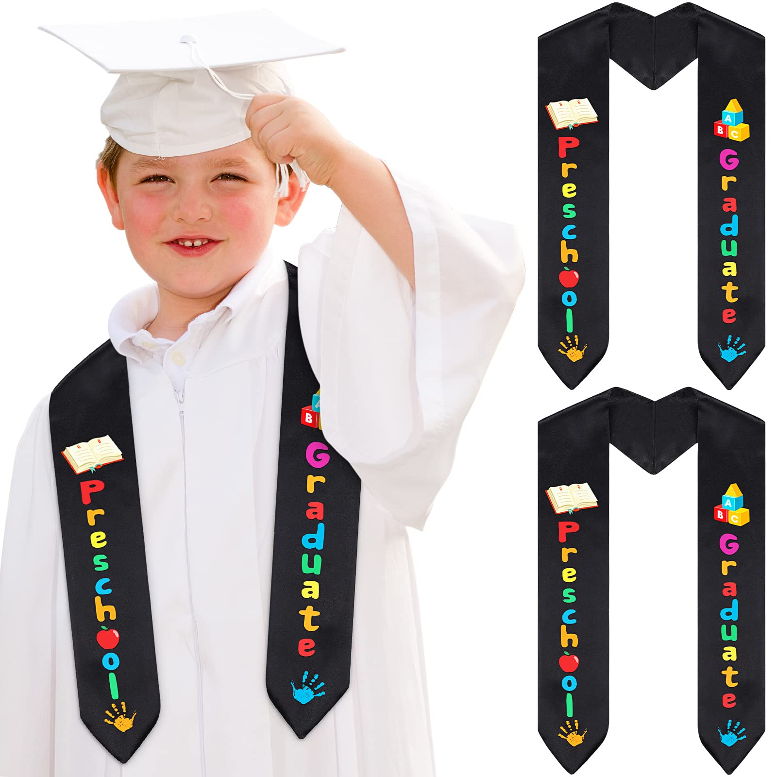 Jetec 2-Pack 2025 Preschool Graduation Stoles - Kindergarten Graduation Sash for Boys & Girls - Perfect Graduation Gifts for Kids (Blue/White) - Ideal for Preschool Ceremonies, Photo Shoots & Keepsakes