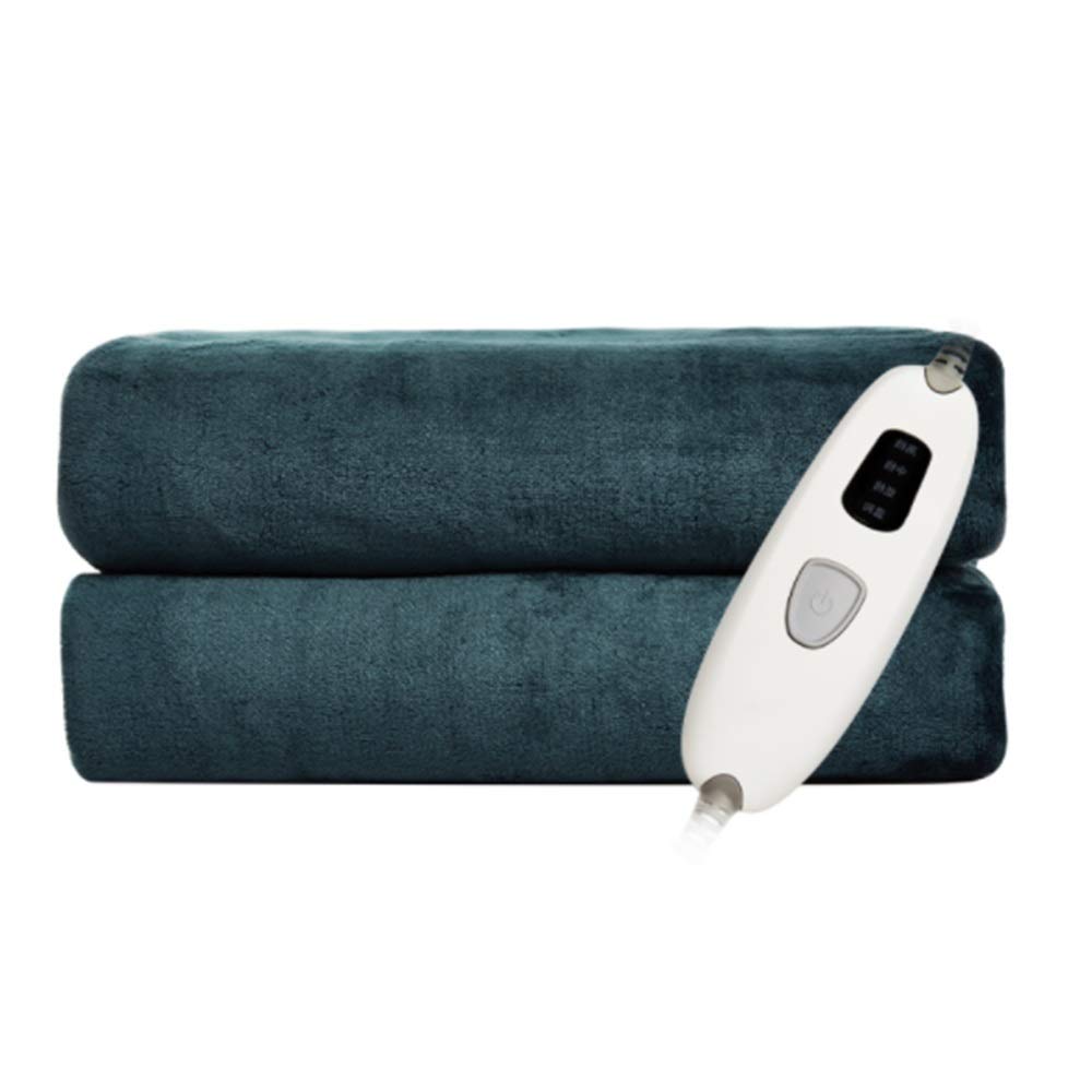WFF Fast Heating Electric Blanket - Knit Fleece Double Fabric Warming Throw for Home & Office - Machine Washable Heated Bed Comforter (1.6m x 1.3m/63