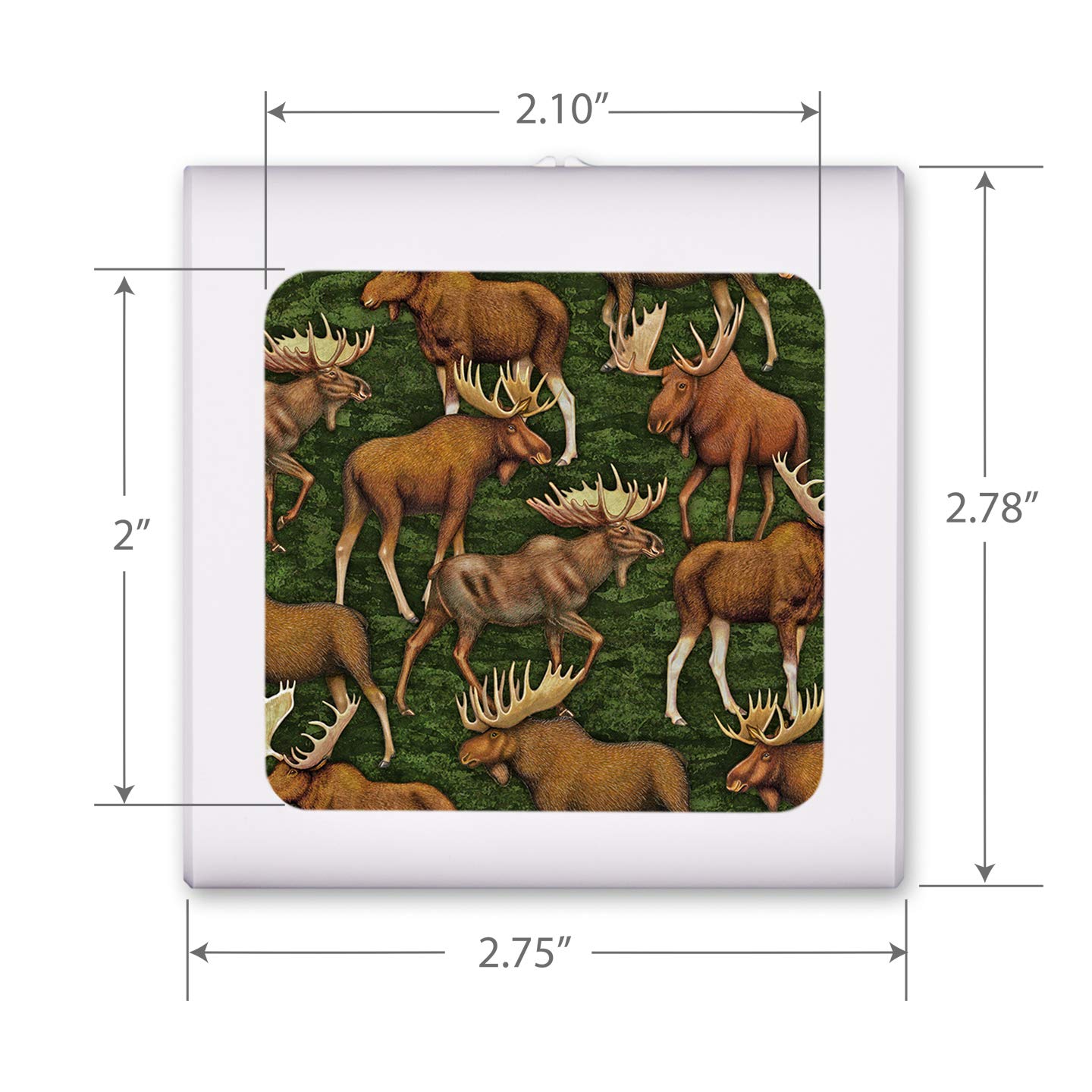 Dimmable LED Night Light with Auto On/Off Sensor, Adjustable Brightness & Warm White Light for Bathroom, Hallway, Nursery, Bedroom - Moose Design by Dan Morris - Perfect for Nighttime Safety & Comfort
