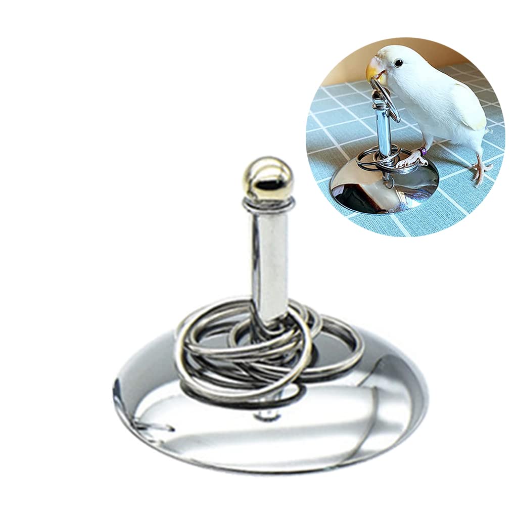 Educational Bird Toys for Parrots - Interactive Metal Stacking Rings for Intelligence Training & Play | Fun Tabletop Enrichment Activity for Pet Birds