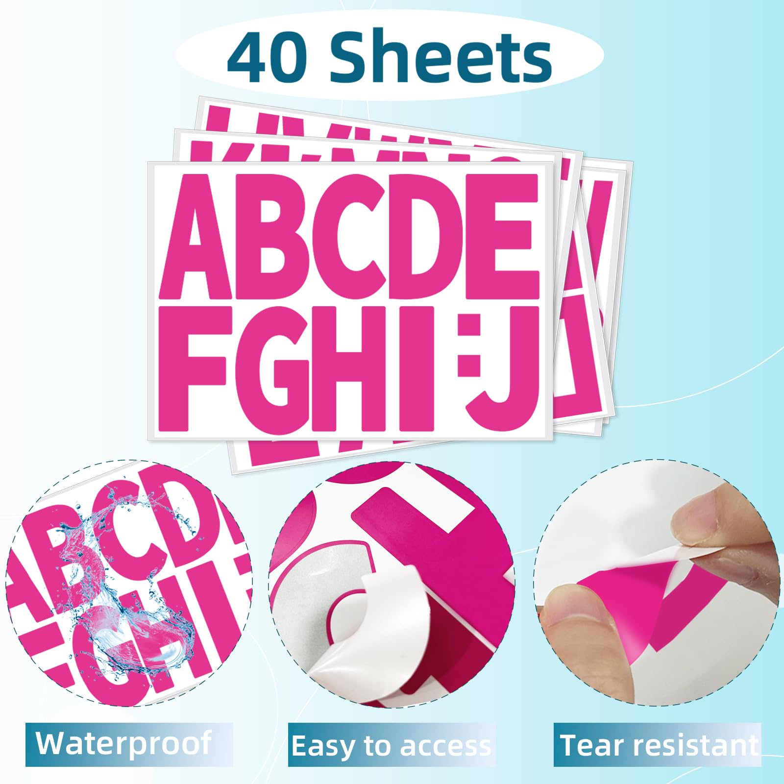 Rose Red 3 Inch Alphabet Letter Stickers - 40 Self-Adhesive Vinyl Sheets for Mailbox Numbers, Bulletin Boards, Classroom & Home Decor - Perfect for DIY Projects, Scrapbooking & Wall Decals