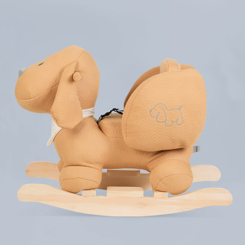 Charlie the Dog Rocker Plush Toy - Caramel Brown Stuffed Animal for Kids & Pet Lovers | Perfect for Nursery Decor, Birthday Gifts & Cuddle Companionship