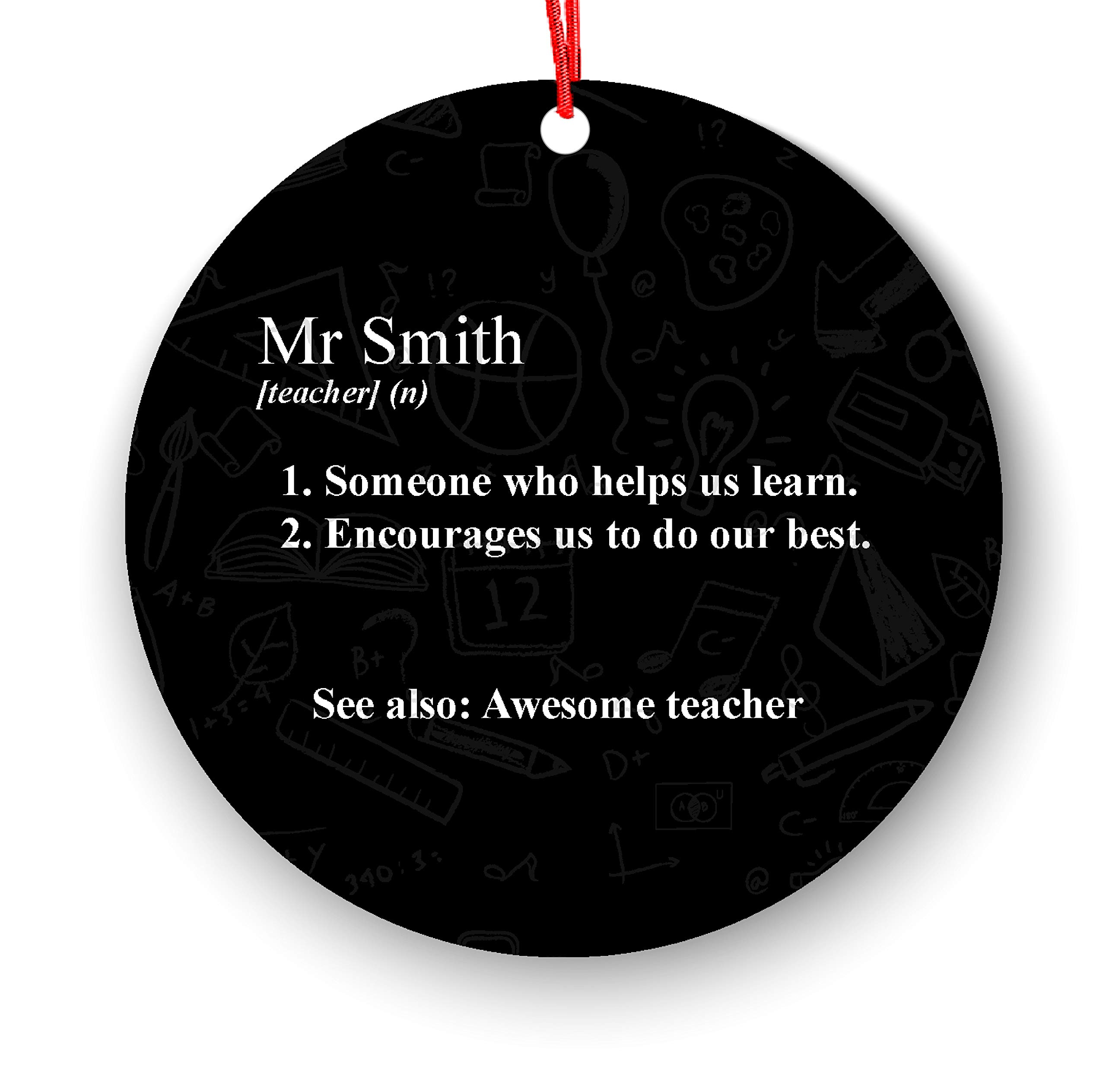 Custom Personalized Teacher Definition Christmas Ornament - Engraved Holiday Decor with Your Own Text - Unique Christmas Gift for Educators, Professors & Mentors - Perfect for Classroom Decor, Teacher Appreciation & Holiday Gifting