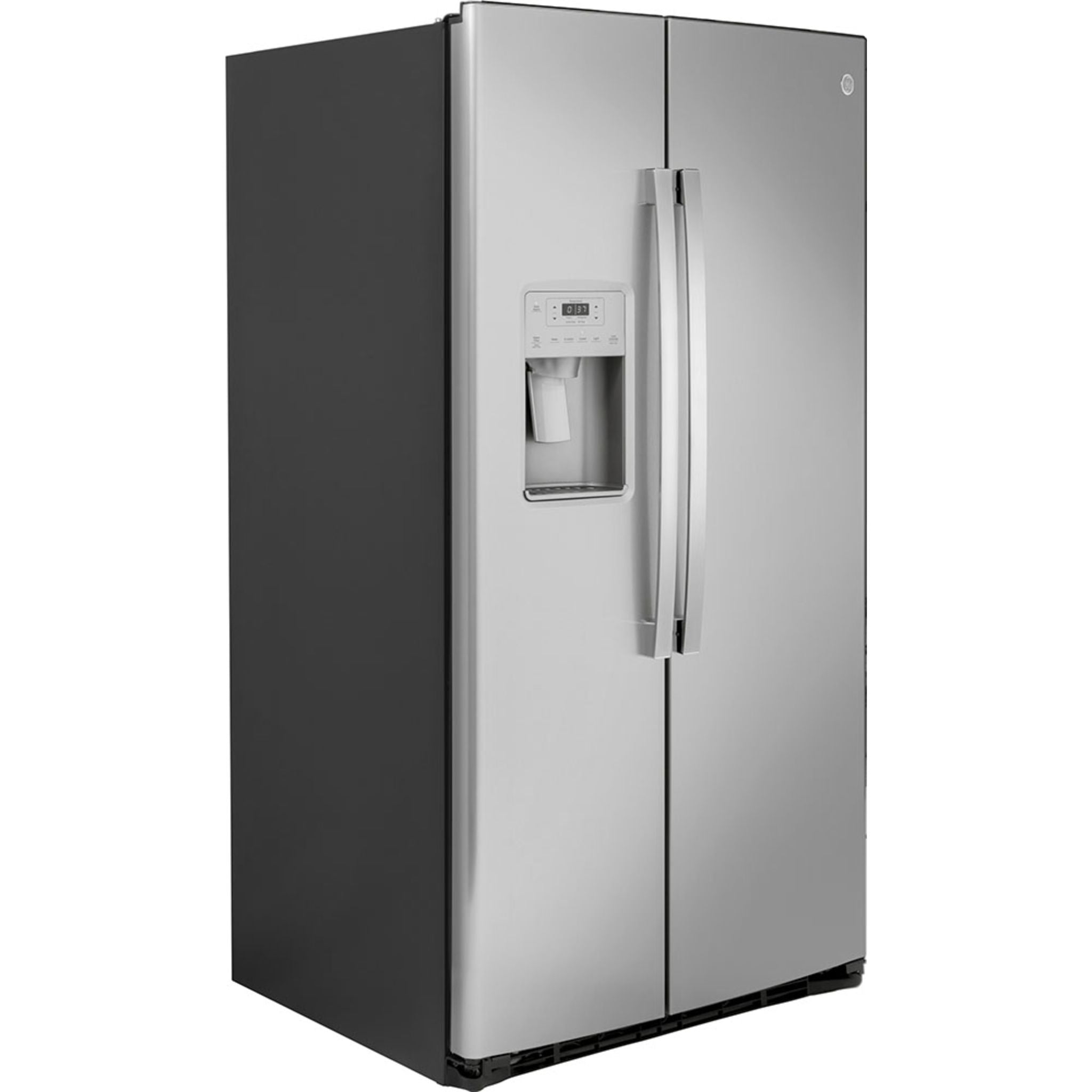 GE 25.1 Cu. Ft. Side By Side Refrigerator in Stainless Steel - GSS25IYNFS | Energy Efficient French Door Fridge with Spacious Interior for Modern Kitchen & Family Use