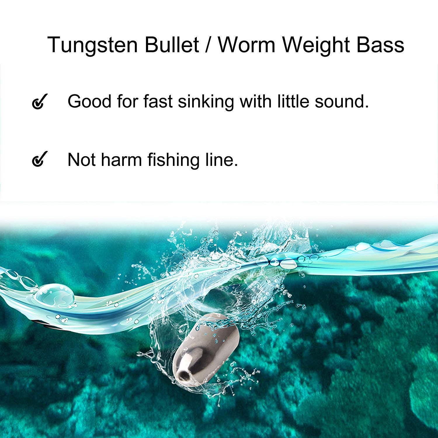 Tungsten Fishing Weights 5/10pcs - Bullet Worm Sinkers for Bass & Punch Rigs (Carolina/Texas)
