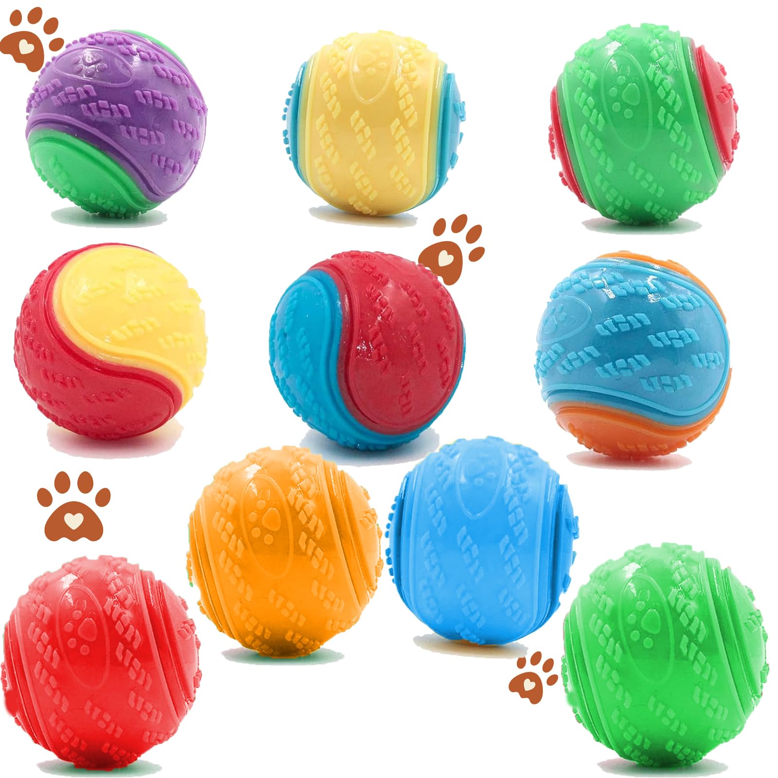 10Pcs Squeaky Dog Balls - 2.5 Inch Durable Chew Toys for Puppies & Dogs - Interactive Play, Teeth Cleaning & Training - Perfect for Fetch, Tug of War & Outdoor Activities