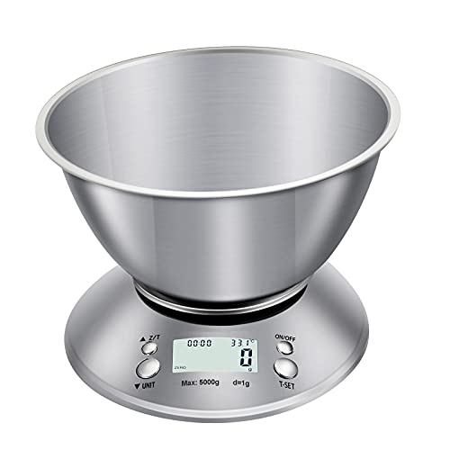 **Precision Digital Kitchen Scale with Stainless Steel Bowl - LCD Backlit Display for Cooking, Baking & Portion Control | Perfect for Meal Prep, Coffee Brewing & Healthy Eating**