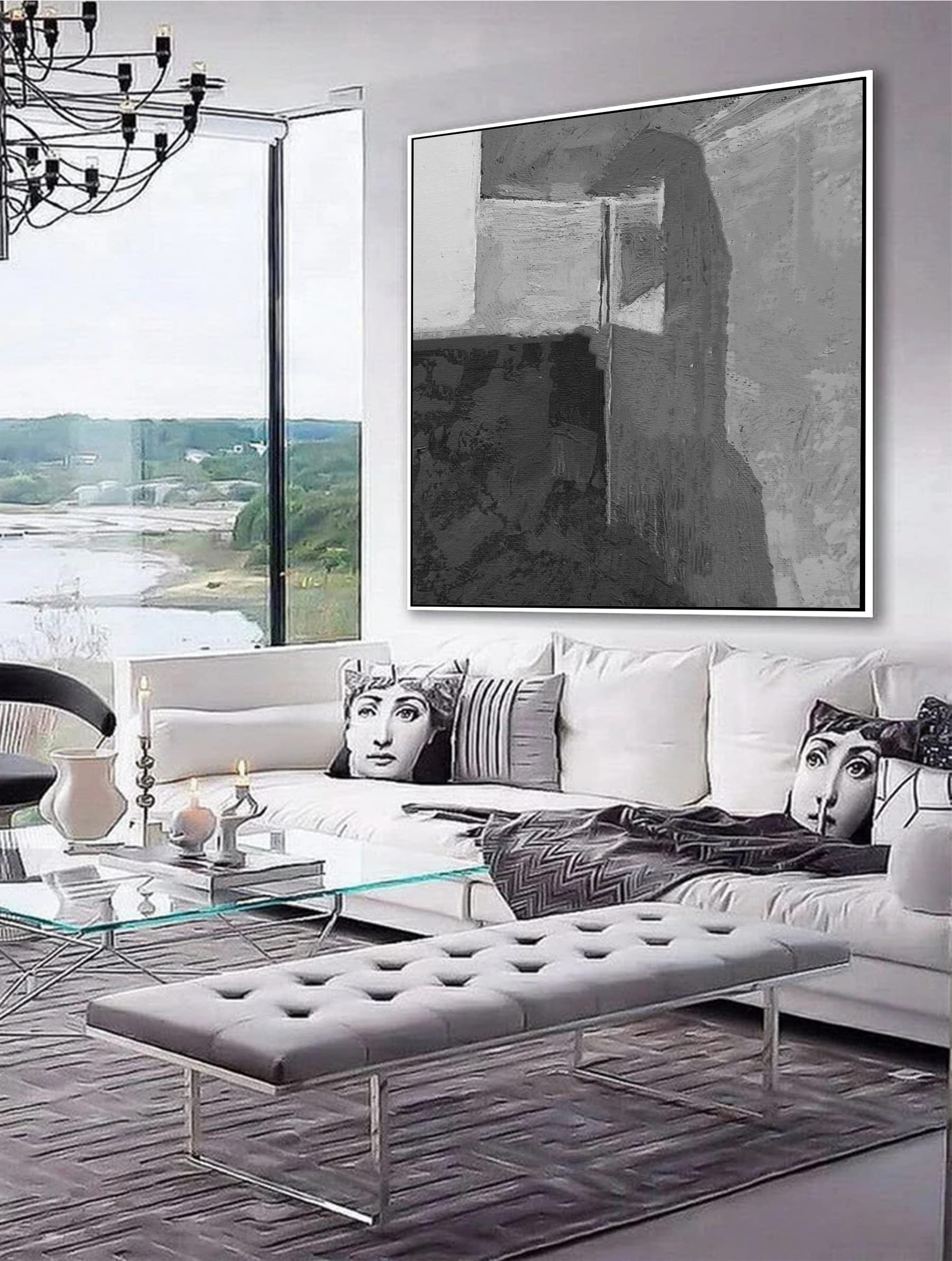 Large Abstract Black and White Canvas Art Painting - Original Acrylic Textured Wall Art for Living Room, Bedroom & Office Decor