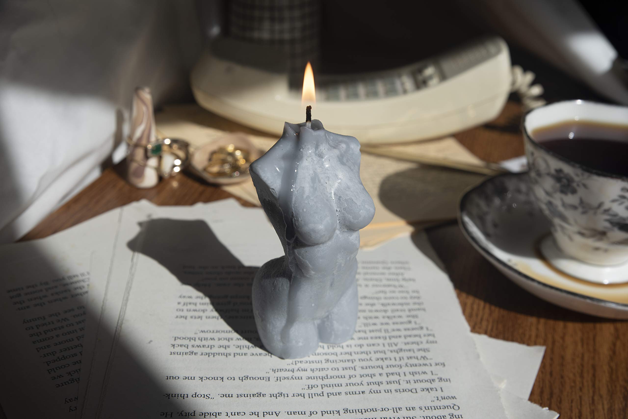 Sea Salt & Orchid Scented Gray Woman Torso Soy Wax Candle | Hand-Poured Aromatherapy Home Decor | USA-Made Gift for Women, Birthdays & Relaxation | Perfect for Spa Nights, Meditation & Romantic Ambiance