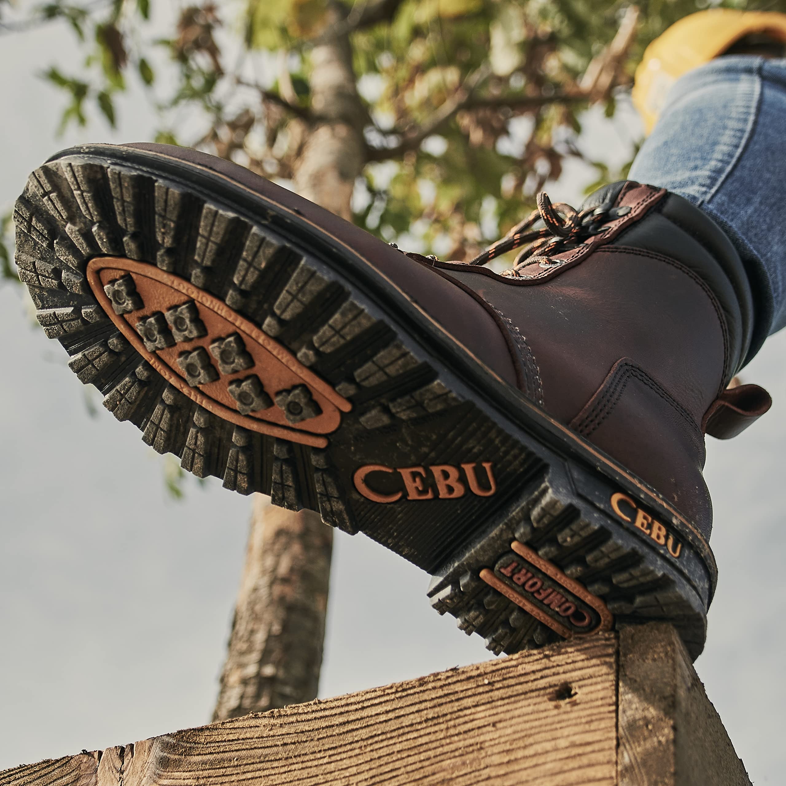 CEBU Men's 8-Inch Laser Safety Work Boots - ANSI Certified Steel Toe Protection for Construction & Industrial Workplaces