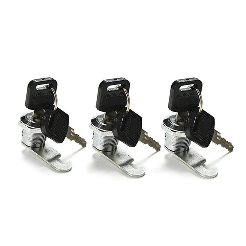 3 Pack Silver 16mm Cam Lock for Mailbox Cabinet Locker Drawer Door Cupboard - Includes 2 Keys | Secure Storage for Home Office School & Commercial Use