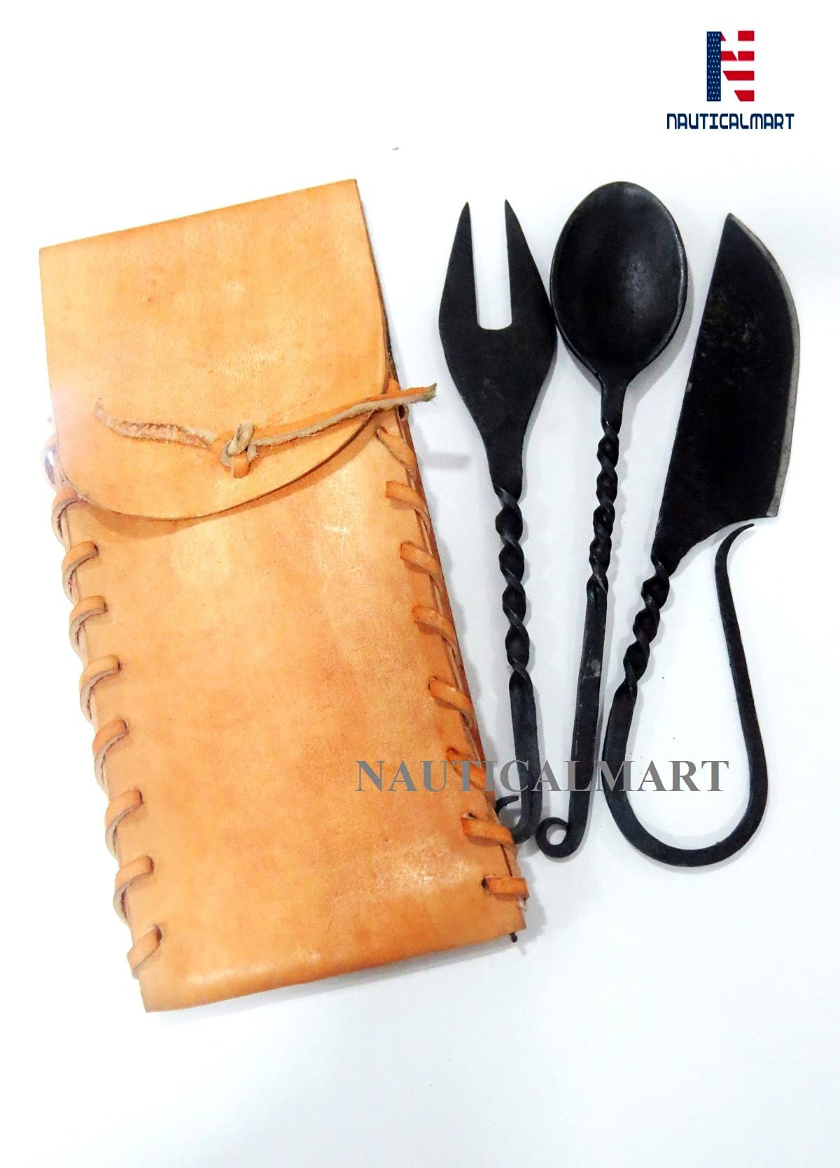 Hand Forged Medieval Style Cutlery Set - Rustic Eating Utensils with Knife, Fork & Spoon - Perfect for Renaissance Fairs, Historical Reenactments & Themed Dinner Parties