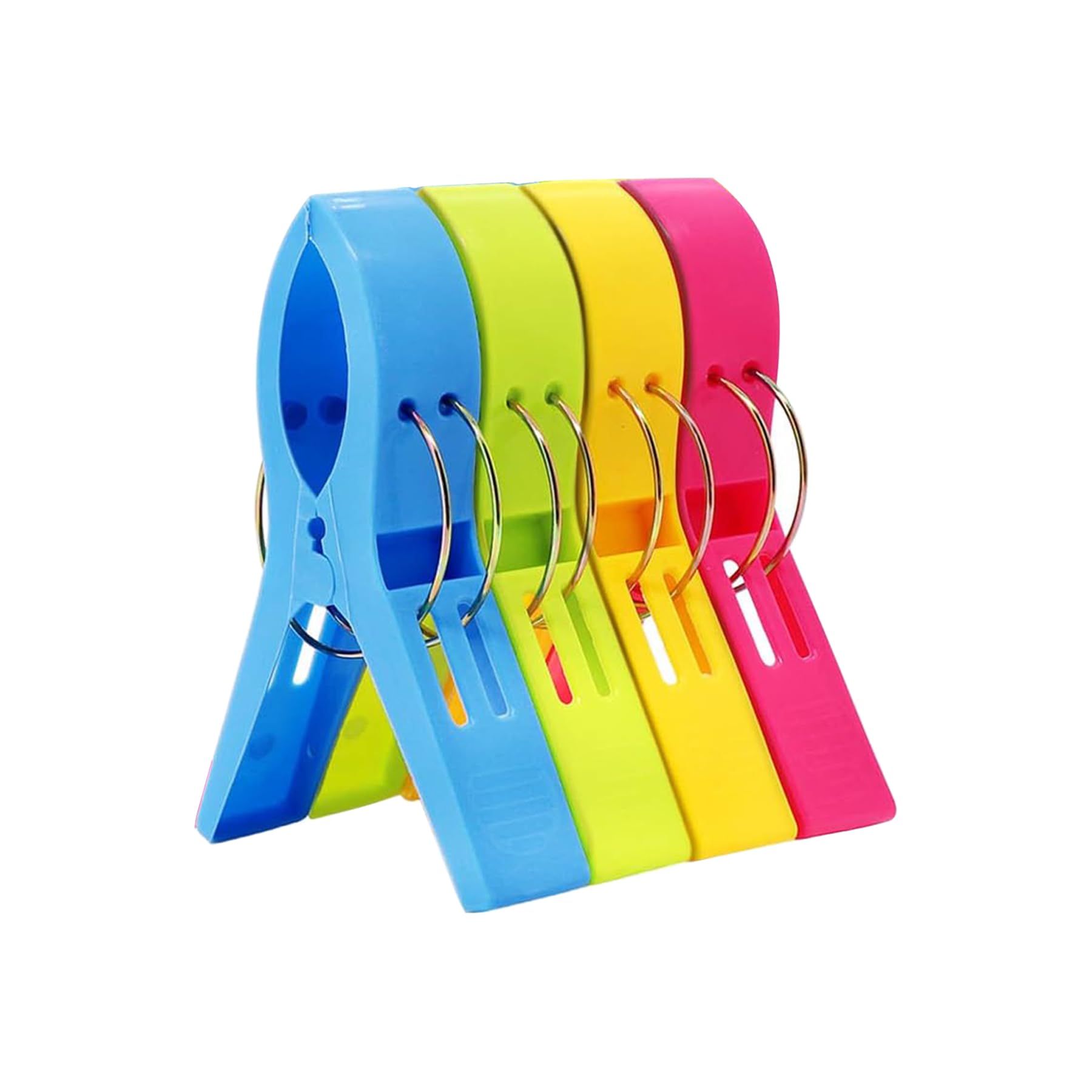 Baoswi 4-Pack Plastic Beach Towel Clips for Chairs - Heavy Duty Towel Holder Clips, Secure Clothes Pins for Beach, Pool, and Vacation Accessories - Perfect for Sunbathing, Lounging, and Outdoor Activities