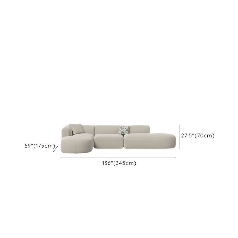 L-Shaped Cream Corner Sectional Sofa with Concealed Support - Modern Living Room Furniture for Parlor, Lounge & Family Room Comfort
