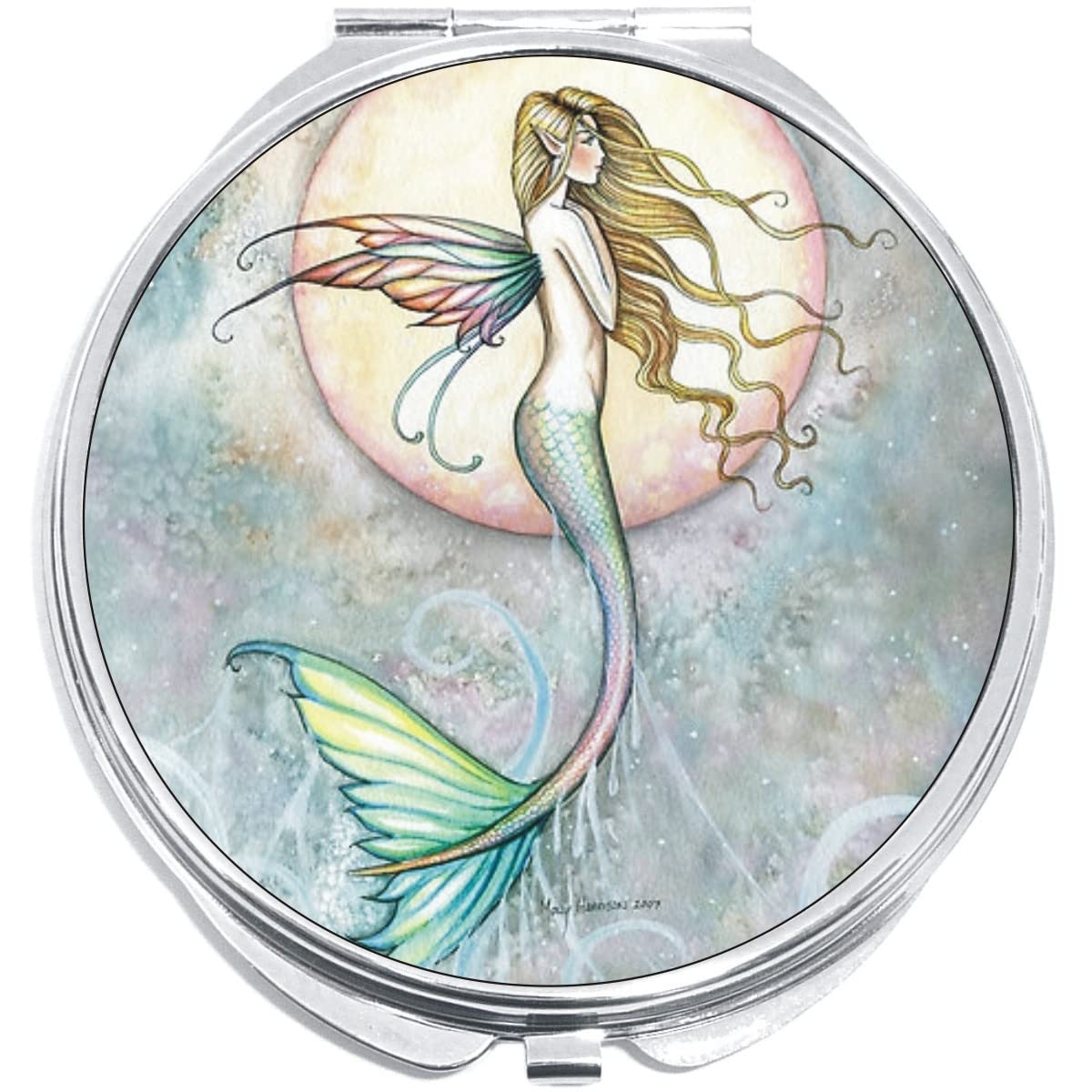 NewCharms Fairy Mermaid Moon Compact Mirror - Portable Folding Makeup Mirror with Mirror for Purse & Travel | Perfect for On-the-Go Touch Ups, Home Vanity & Gift Giving