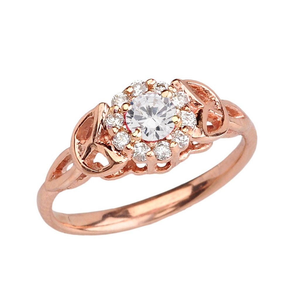 10k Rose Gold Diamond Engagement Ring for Women - Elegant Proposal Wedding Band - Perfect for Anniversaries, Valentine's Day & Special Occasions