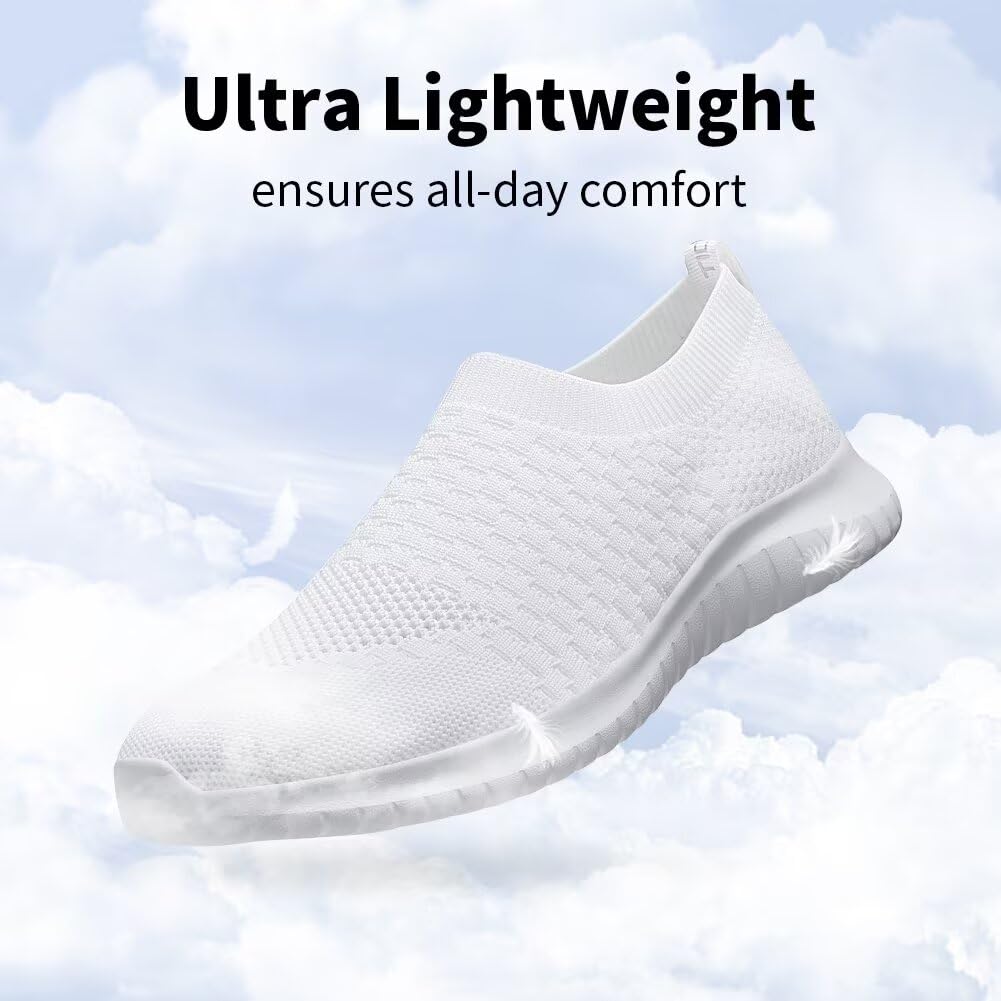 TIOSEBON Men's Slip-On Walking Shoes - Breathable Knit Mesh Tennis Sneakers for Men - Lightweight Comfortable Casual Shoes for Walking, Running & Gym Workouts