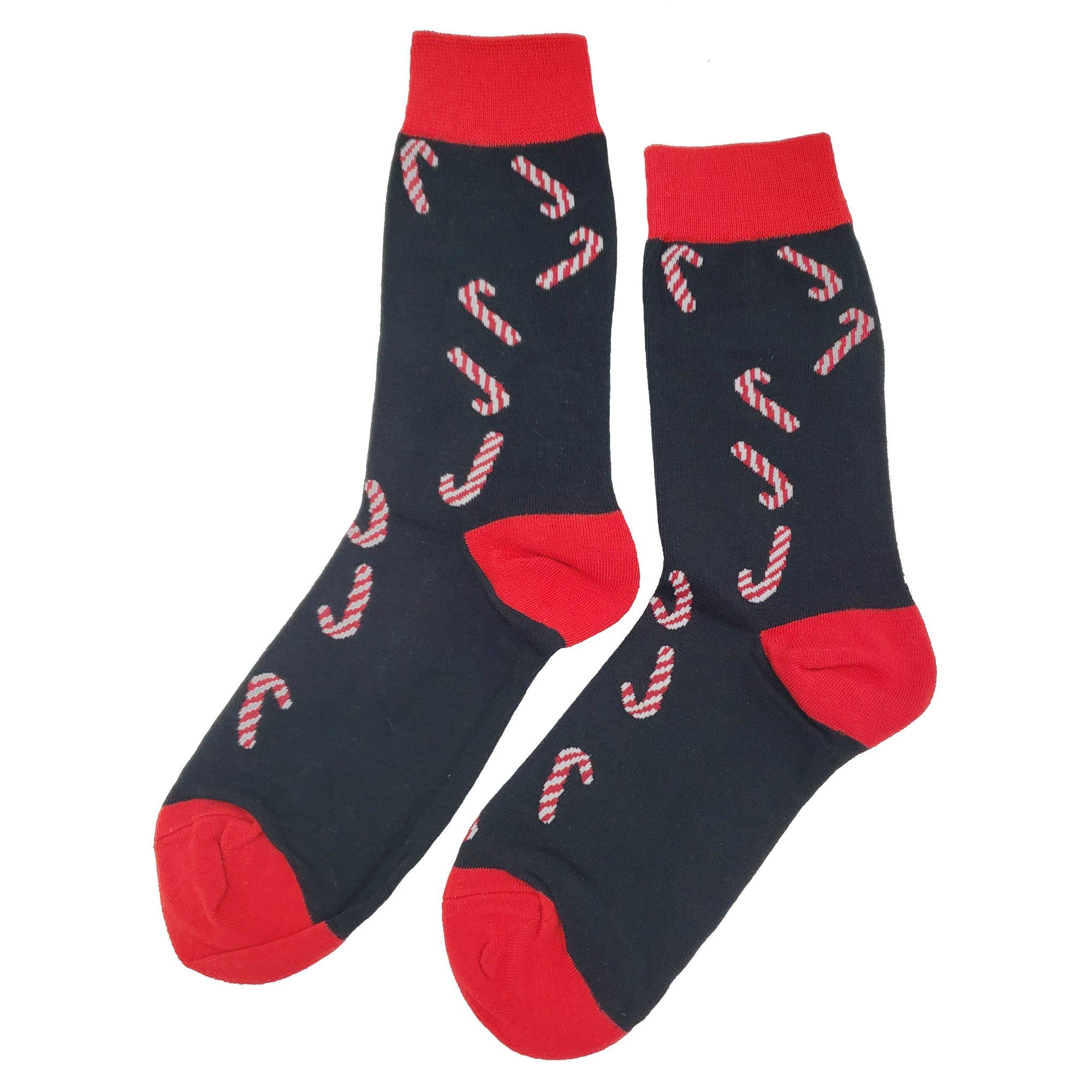 Funny Novelty Candy Cane Dress Socks for Men - Colorful Cotton Crew Socks Size 8-12 - Crazy Funky Holiday Gift Socks - Perfect for Christmas Parties & Office Secret Santa