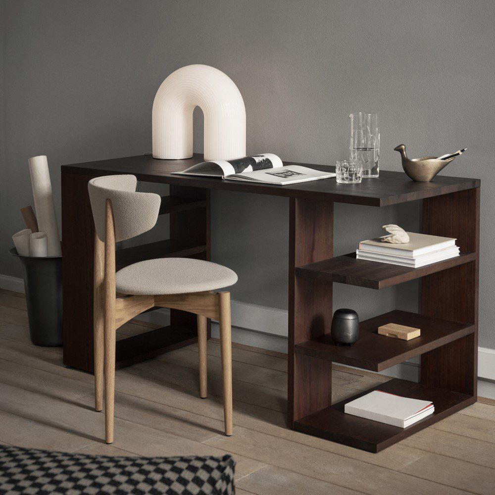 FERM LIVING Edre Desk - Dark Stained Pine Wood Writing Desk for Home Office | Modern Scandinavian Design Workspace Furniture for Small Spaces & Study Rooms