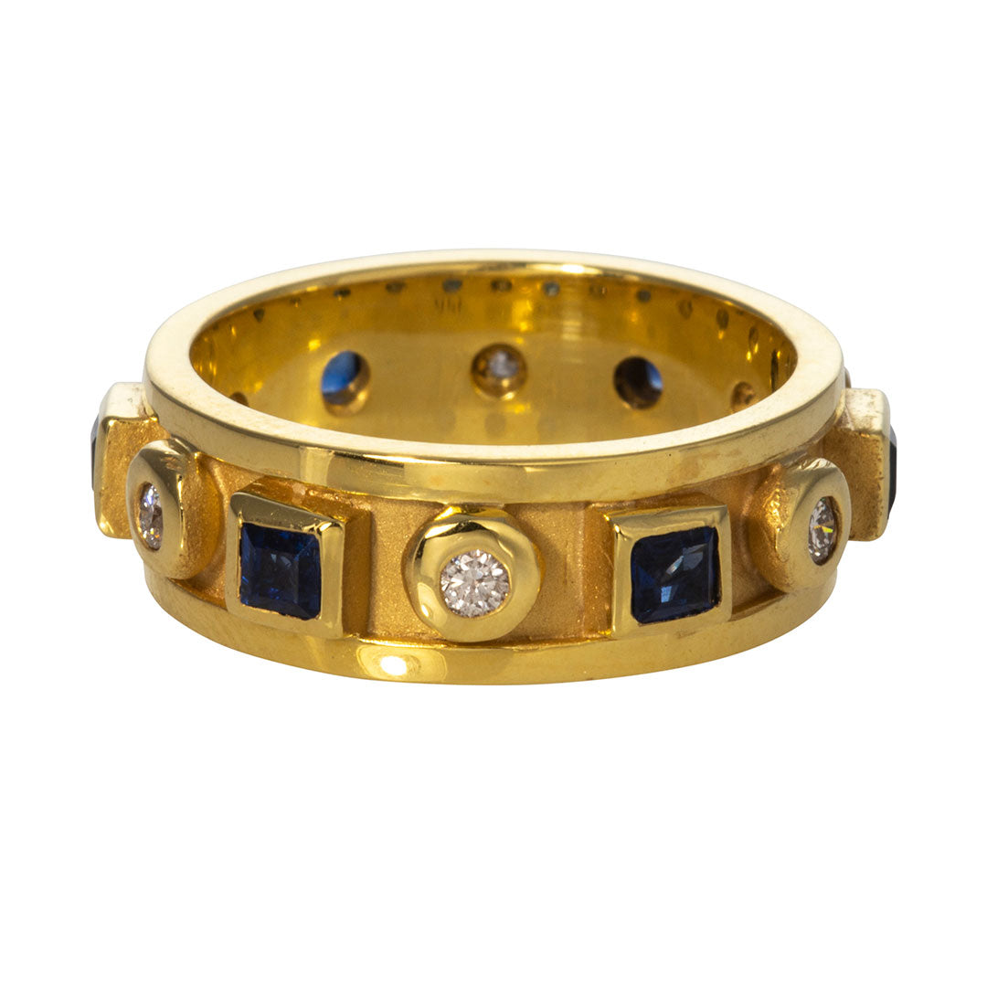 Exquisite 14K Yellow Gold Sapphire & Diamond Ring for Women | Elegant Jewelry Gift for Engagement, Anniversary & Special Occasions