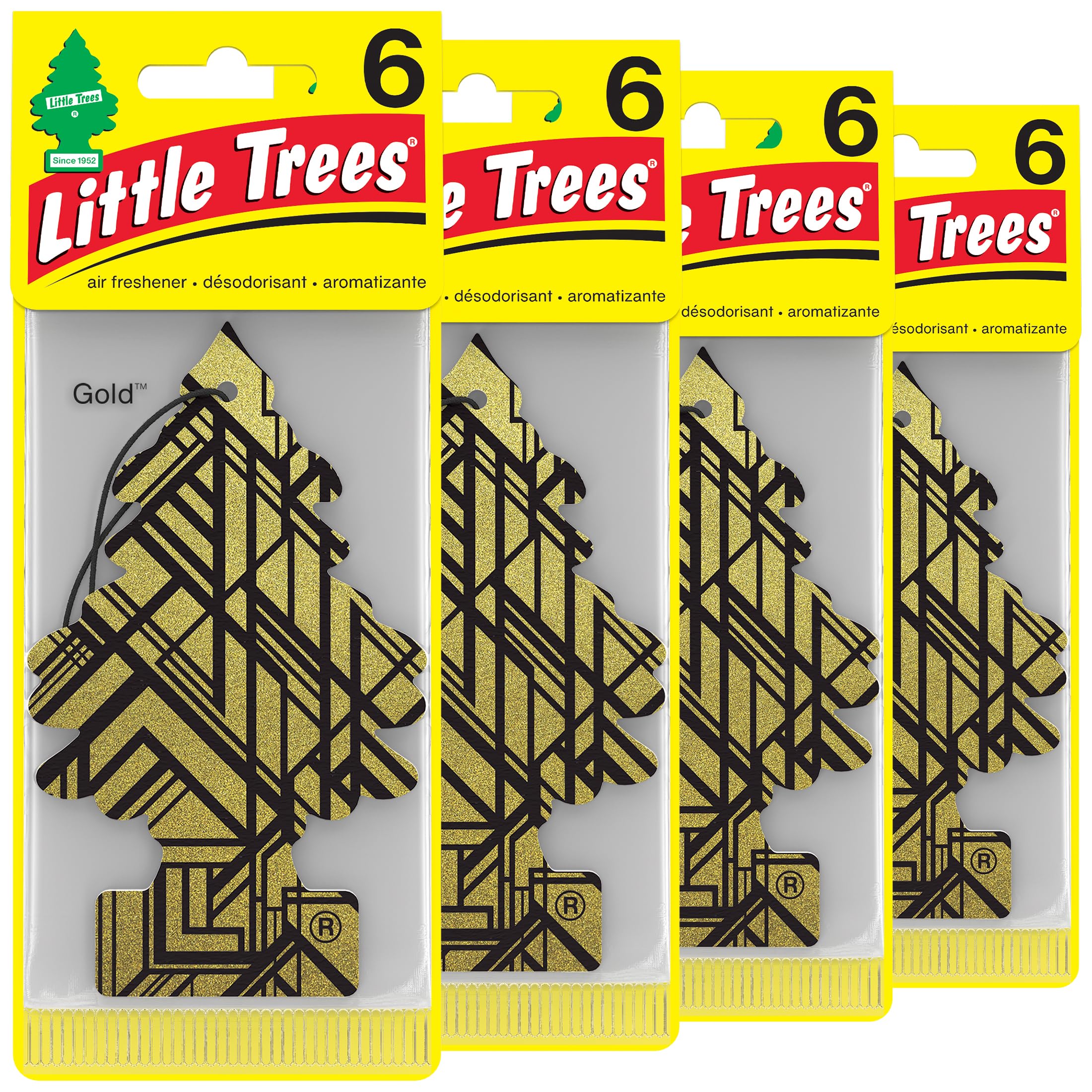 LITTLE TREES Car Air Fresheners - 24 Pack Hanging Tree Fresheners with Long Lasting Scent for Auto, Home & Office | Gold Color | Eliminates Odors in Vehicles, Closets & Small Spaces