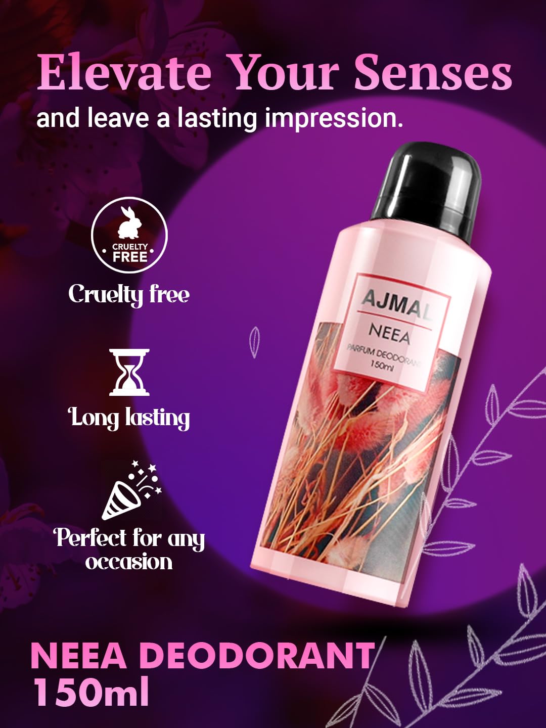 Ajmal Neea Floral Perfume for Women - 150ML Long Lasting Deodorant Body Spray | Online Exclusive Gift for Her | Perfect for Daily Wear, Date Nights & Special Occasions