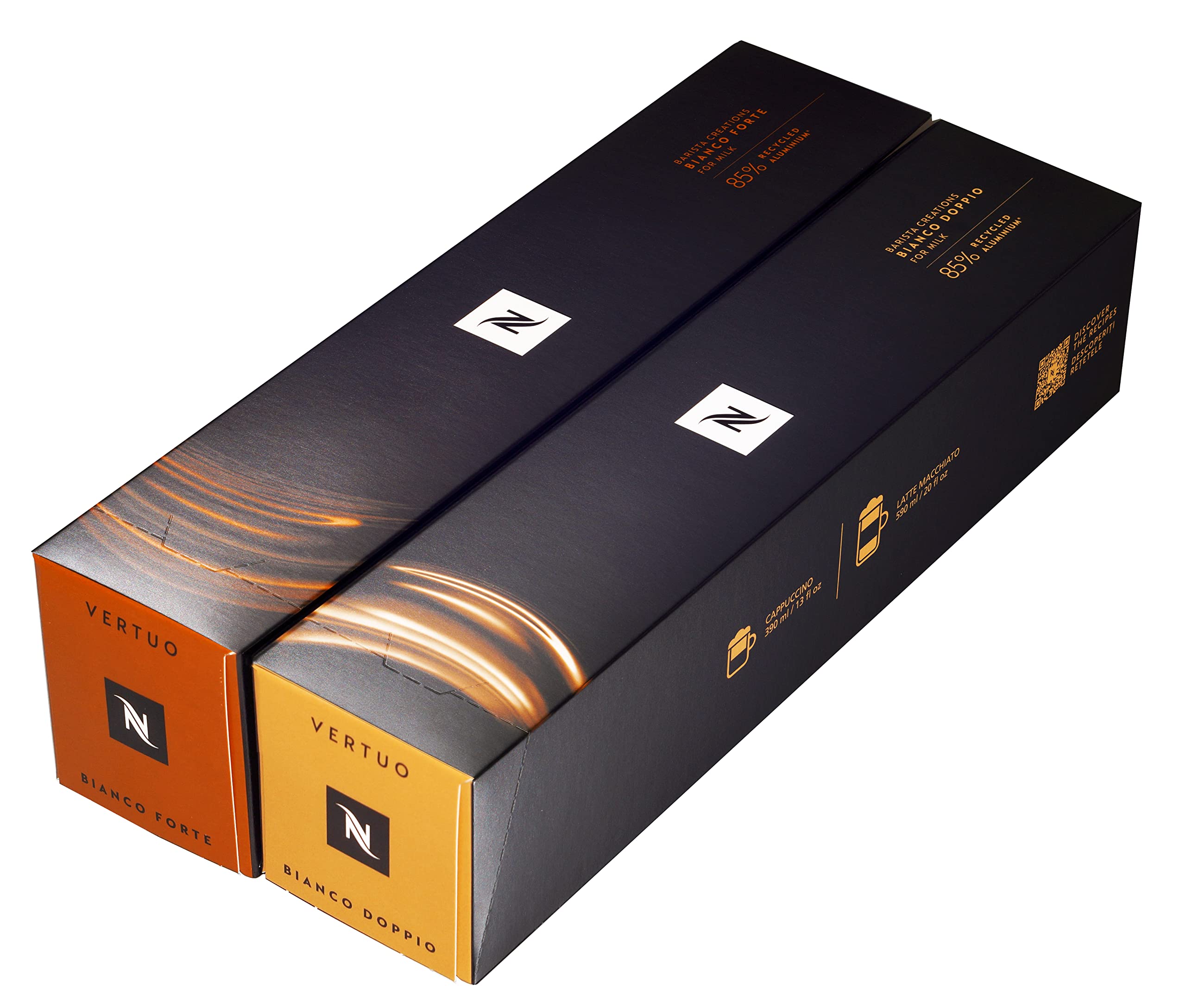 Nespresso VertuoLine Barista Creations Variety Pack - Bianco Forte (7.77oz) & Bianco Leggero (2.7oz) Coffee Capsules - 20 Count for Milk-Based Recipes | Perfect for Lattes, Cappuccinos & Home Coffee Brewing