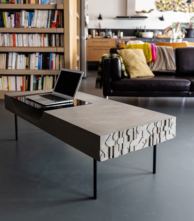Modern Curb Coffee Table by Lyon Beton - Minimalist Concrete Side Table for Living Room, Lounge, or Office - Durable & Stylish Home Decor