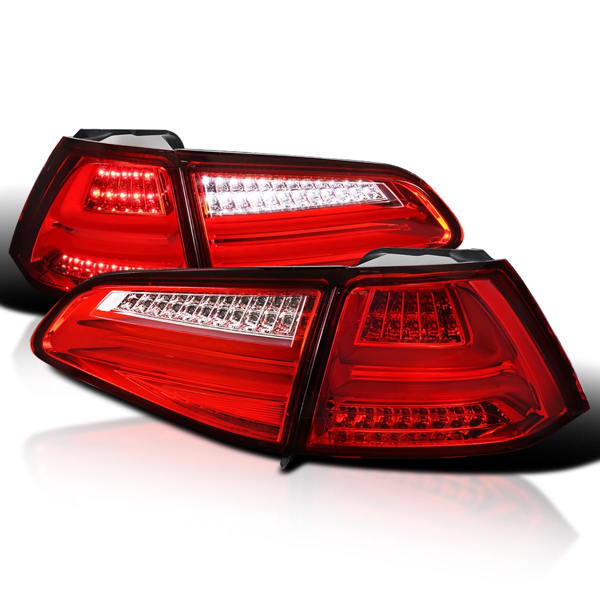 Spec-D Tuning Red LED Bar Tail Lights for 2015-2017 Volkswagen Golf GTI - Left & Right Pair Assembly - Enhanced Night Visibility & Style Upgrade for Your GTI