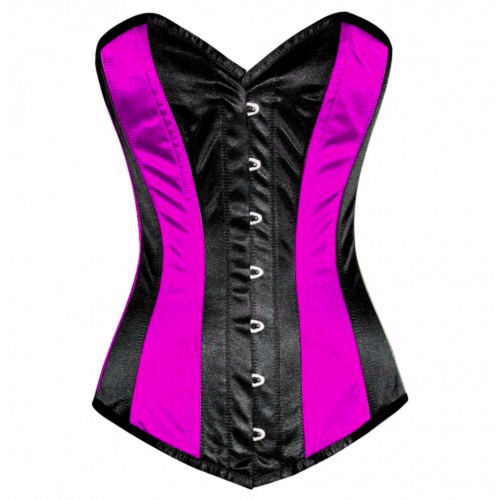 Gothic Burlesque Corset - Purple & Black Satin Overbust Longline Corset for Halloween, Cosplay & Lingerie | Perfect for Costume Parties, Burlesque Shows & Vampire-Themed Events