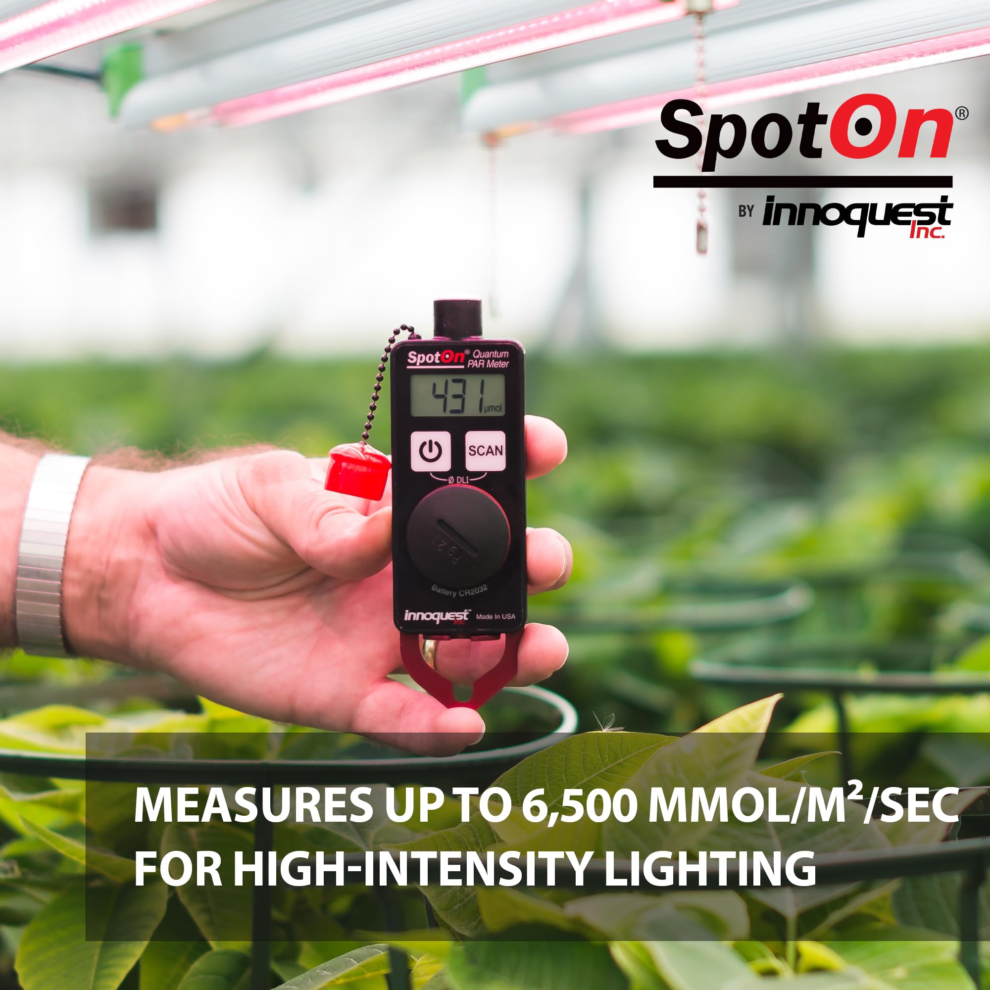 Professional SpotOn Quantum PAR Meter - High Accuracy Grow Light Tester with DLI Mode | IP65 Waterproof for Indoor, Outdoor, Greenhouse & Aquarium Plants | Perfect for Hydroponics, Cannabis Cultivation & Horticulture Lighting Measurement