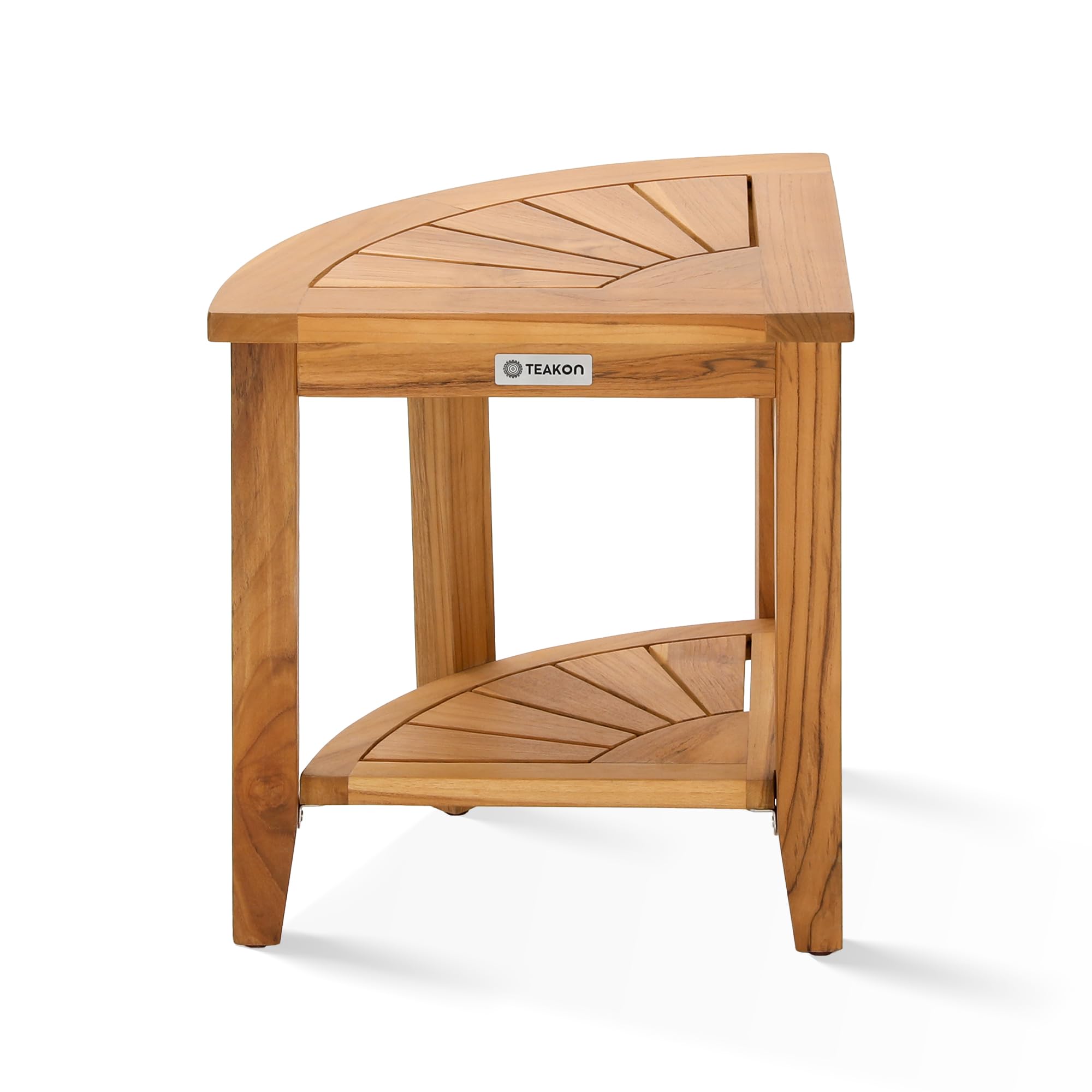 Sophia & William Teak Shower Bench with Storage Shelf - Shaving Stool, Bathroom Foot Rest Seat for Indoor & Outdoor Use - Perfect for Relaxing, Leg Shaving & Spa Days - Easy Assembly Corner Stool