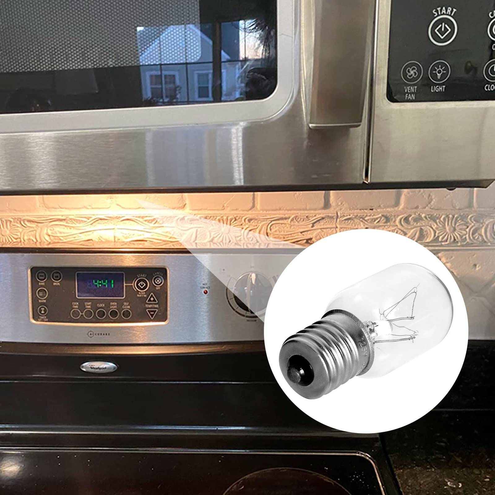 Belleone 40W 125V Microwave Light Bulb - Compatible with Whirlpool, Maytag, GE, Kenmore Over Range Hood (Model 8206232A) - 2-Pack for Stove and Kitchen Lighting