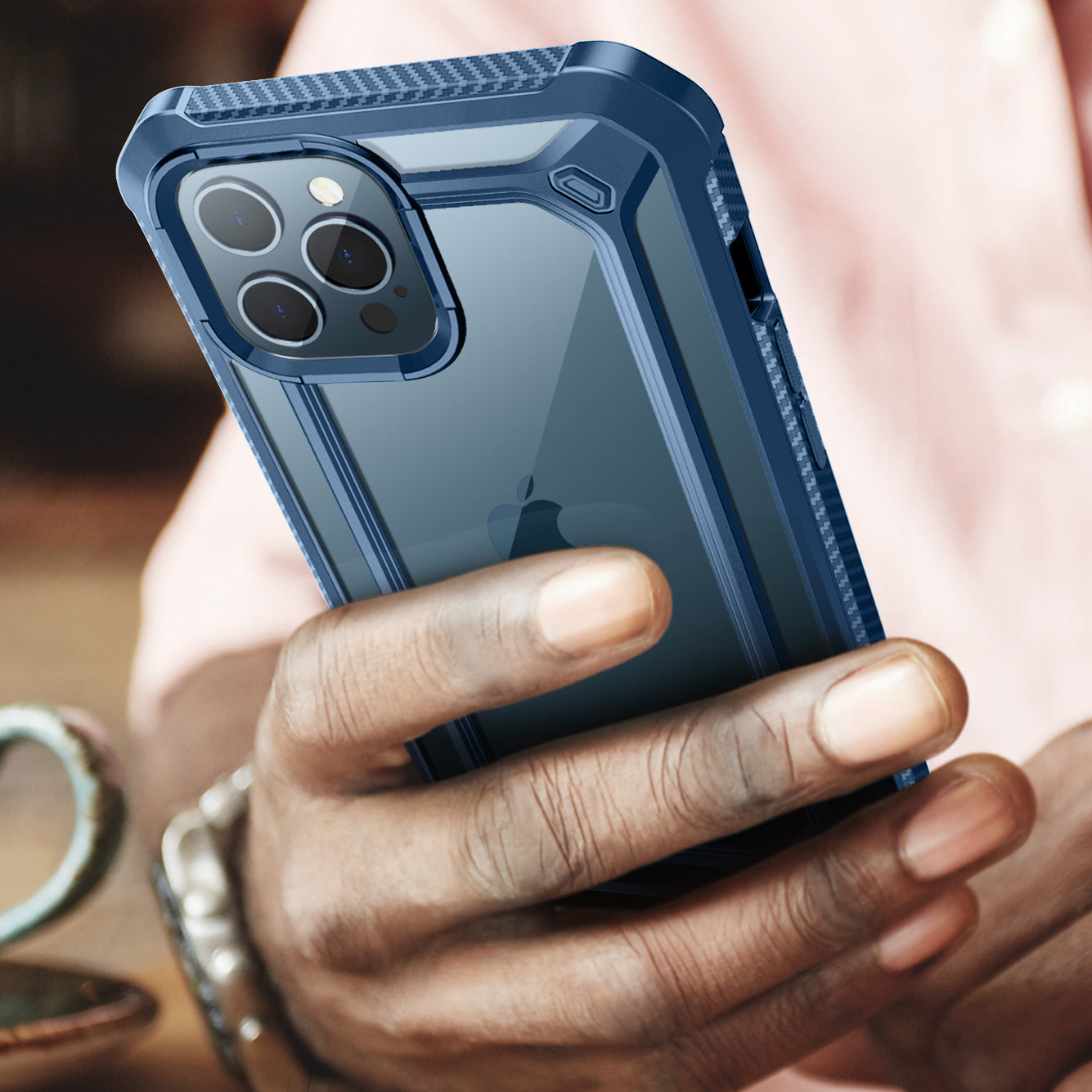 iPhone 12 Pro 6.1 Inch Unicorn Beetle Pro EXO Case with Built-in Screen Protector - Shockproof Slim Protective Cover in Clear Blue - Perfect for Outdoor Activities, Travel & Daily Protection