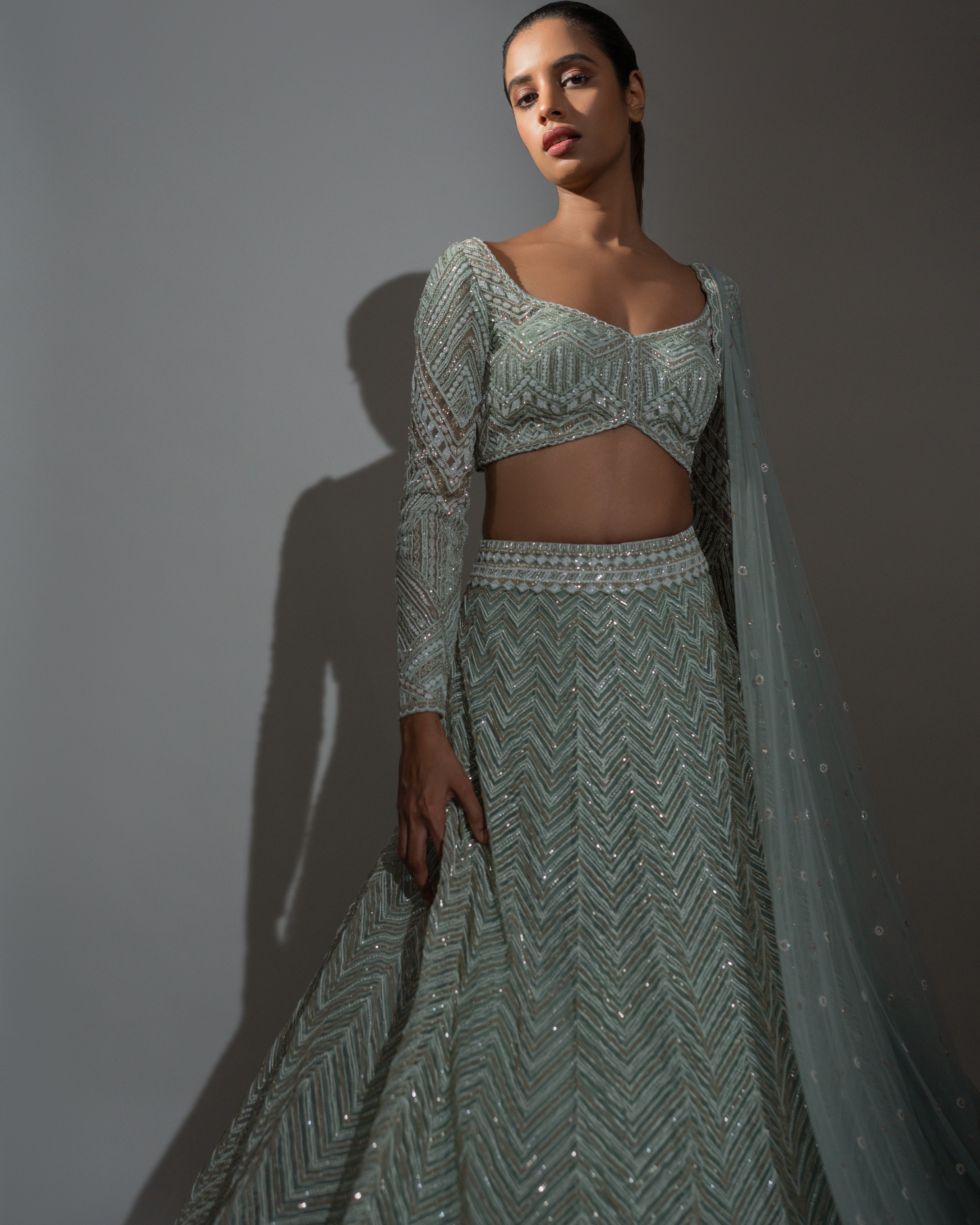 Aqua Vera Lehenga Set for Women - Elegant Indian Traditional Dress with Embroidery for Weddings, Festivals & Special Occasions