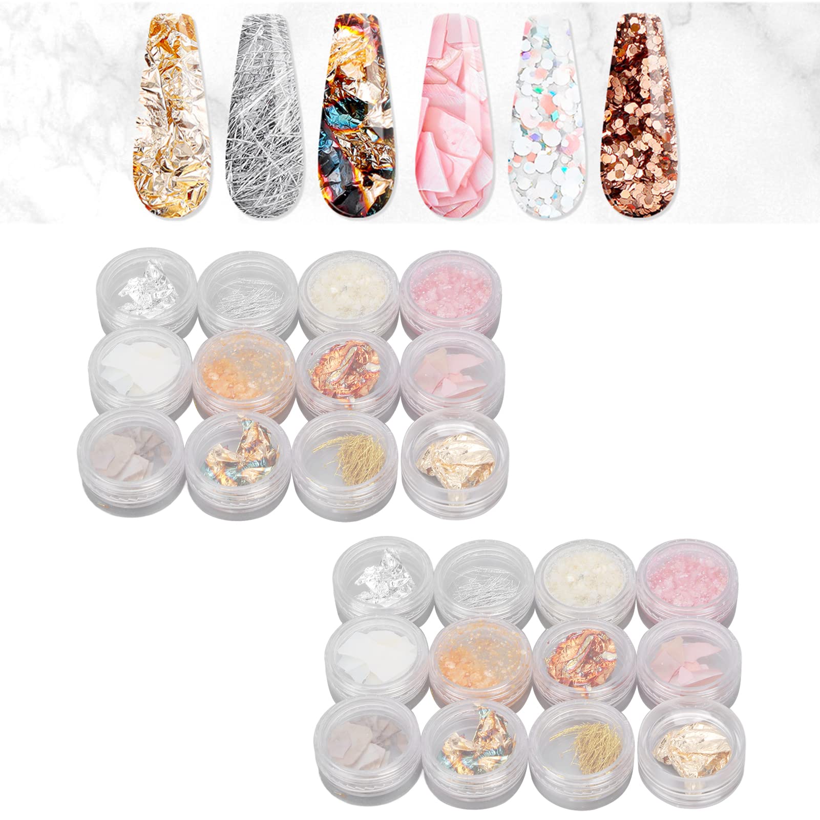 Premium 2-Pack Gold & Silver Nail Foils - Nail Art Studs, Crystals & Sequins Kit for DIY Manicures | Fashionable Resin Nail Decorations for Parties, Weddings & Special Occasions
