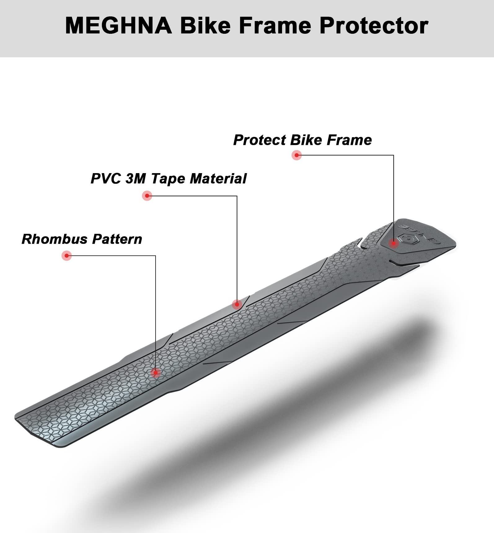 MEGHNA ENLEE Bike Frame Protection Tape - 3M Downtube Protector for Mountain & Road Bikes - Scratch & Impact Resistant - Easy Installation - Perfect for Trail Riding, Commuting & Bike Maintenance