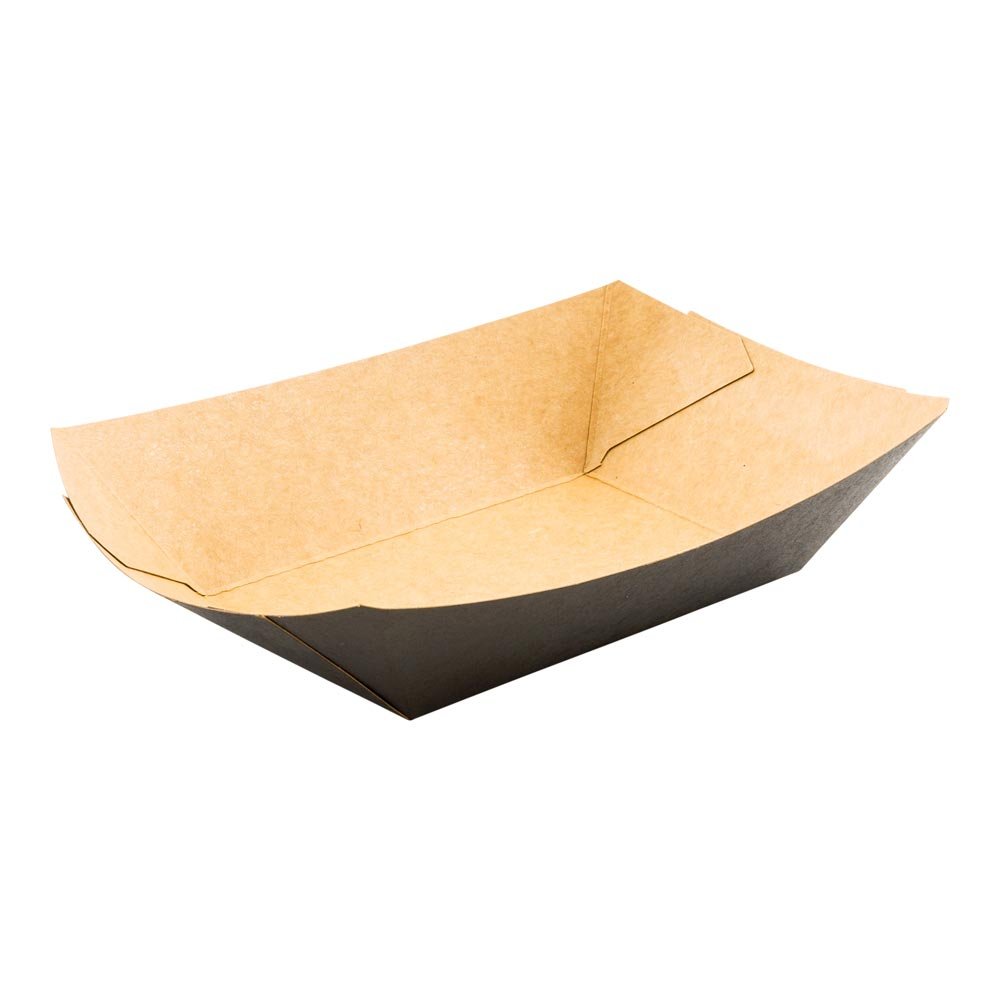 Bio Tek 1/2 Pound Heavy-Duty Disposable Paper Food Trays - 400 Count Greaseproof Black Food Boats for Snacks, Appetizers & Treats | Perfect for Parties, Carnivals, Restaurants & Food Service