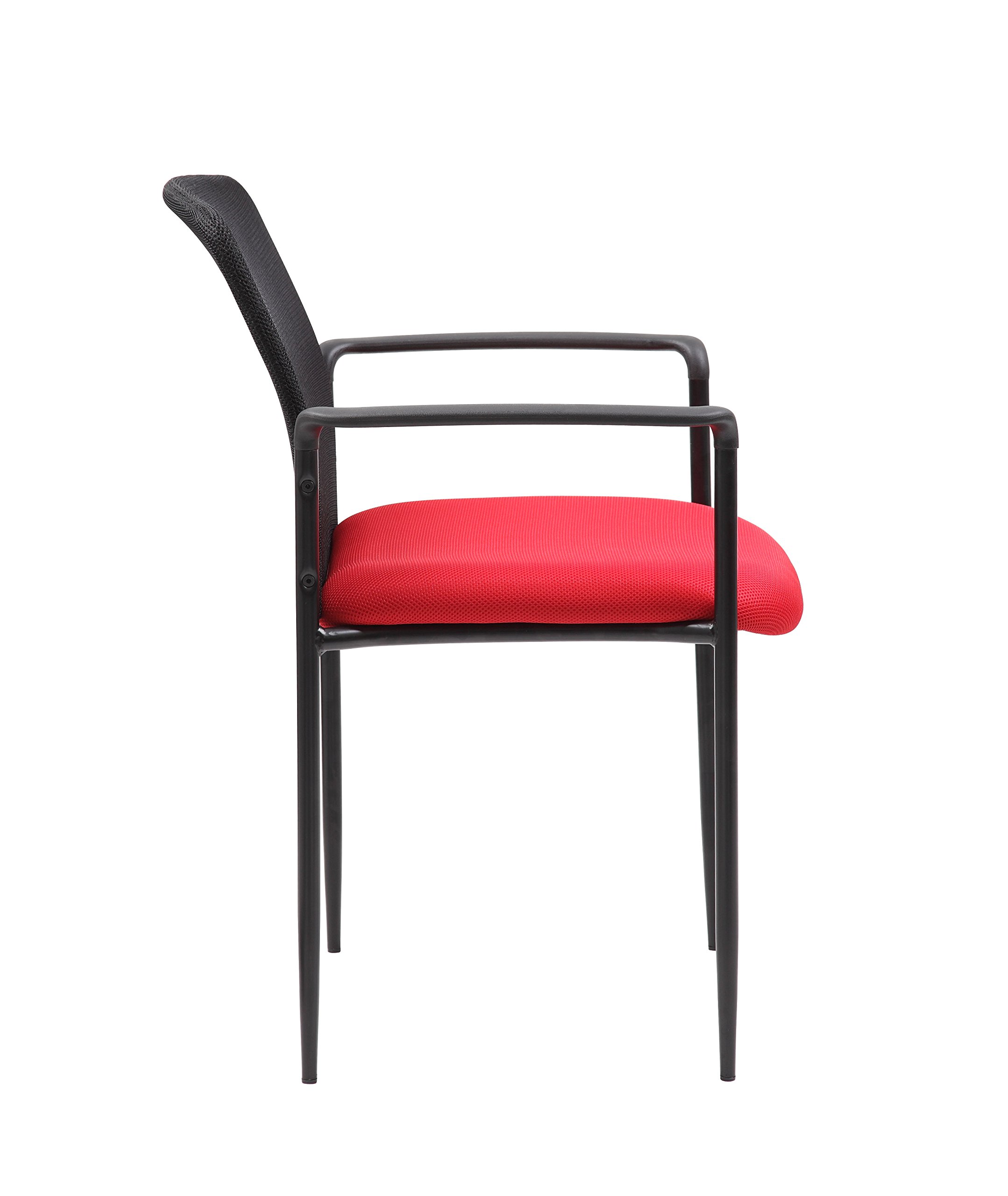 Boss Office Products Red Stackable Mesh Guest Chair - Comfortable & Durable for Home, Office, or Conference Room Use
