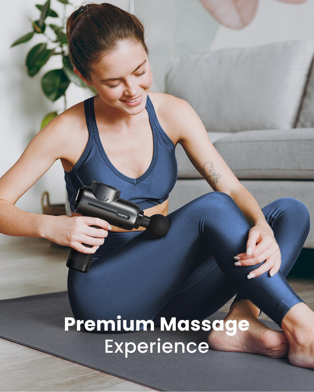RENPHO Bluetooth Percussion Massage Gun with Heat Therapy - FSA HSA Eligible Portable Deep Tissue Massager for Back, Neck & Muscle Pain Relief - Perfect for Athletes, Mothers Day Gifts, Men & Women - Includes Carry Case (Active+ Thermal Technology) - Ideal for Post-Workout Recovery, Office Stress Relief & Home Relaxation