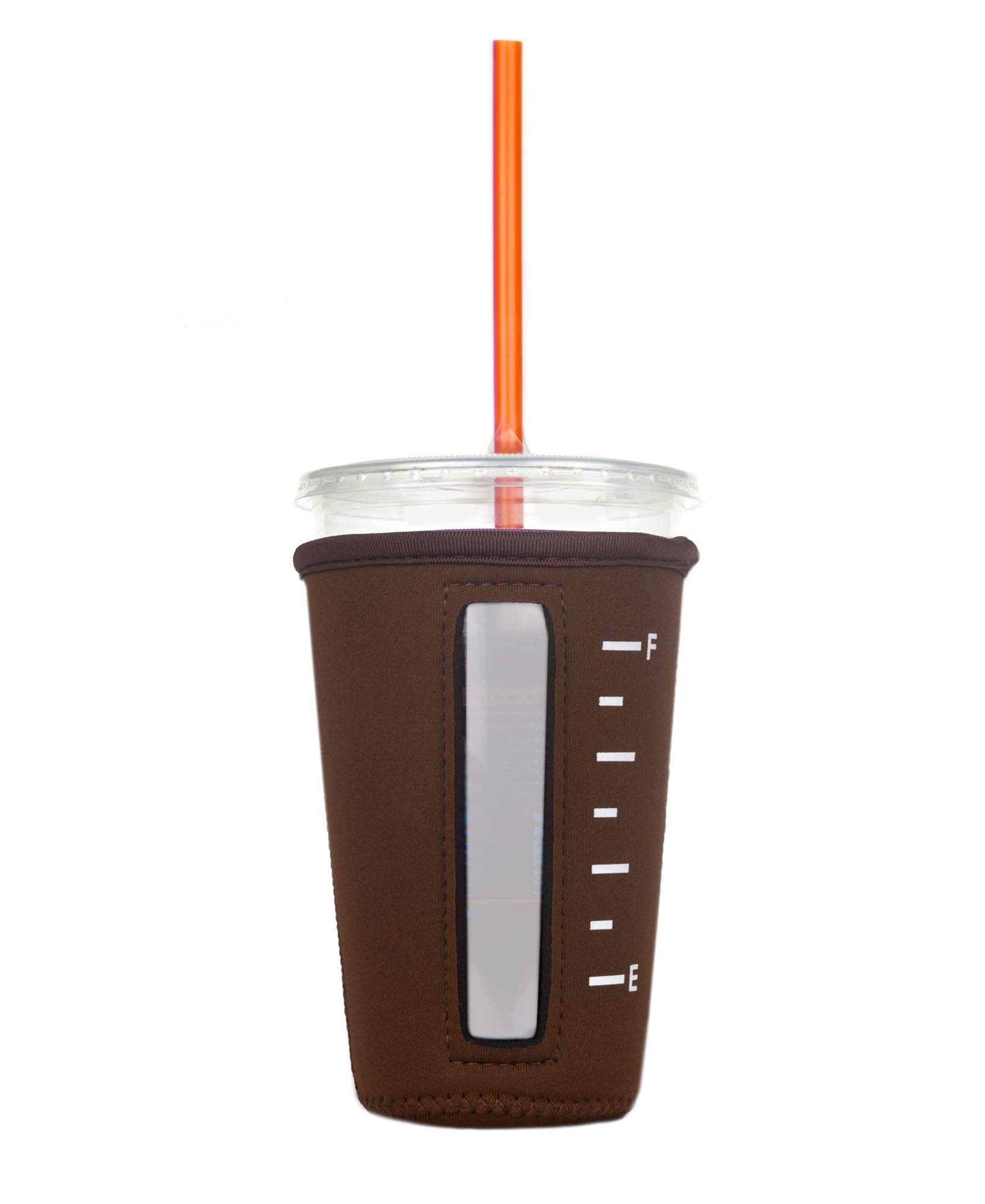 Eco-Friendly Reusable Neoprene Coffee Cup Sleeve for Iced Drinks & Hot Beverages - Medium Size, Brown - Perfect for Coffee Shops, Office Use & Travel