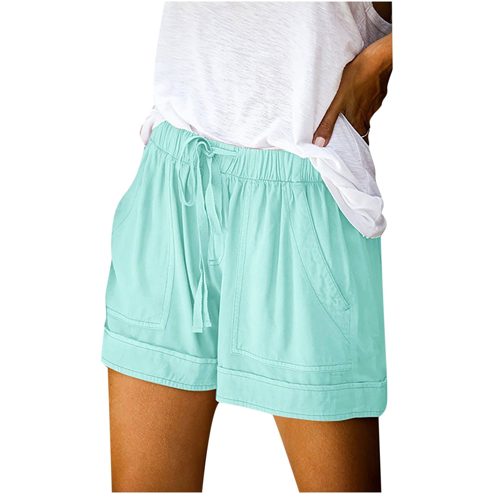 Women's Printed High-Waisted Baggy Shorts with Drawstring - Comfortable Loose Beach Shorts for Summer Vacation, Poolside Lounging & Casual Outings