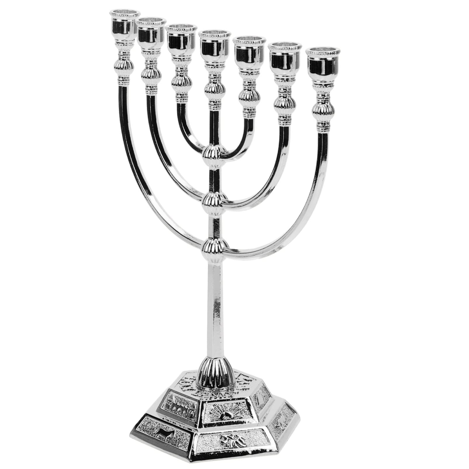 7-Branch Metal Menorah Candle Holder - Elegant Jewish Candelabra for Hanukkah, Wedding Centerpiece, Dining Table & Home Decor (Vintage Style)