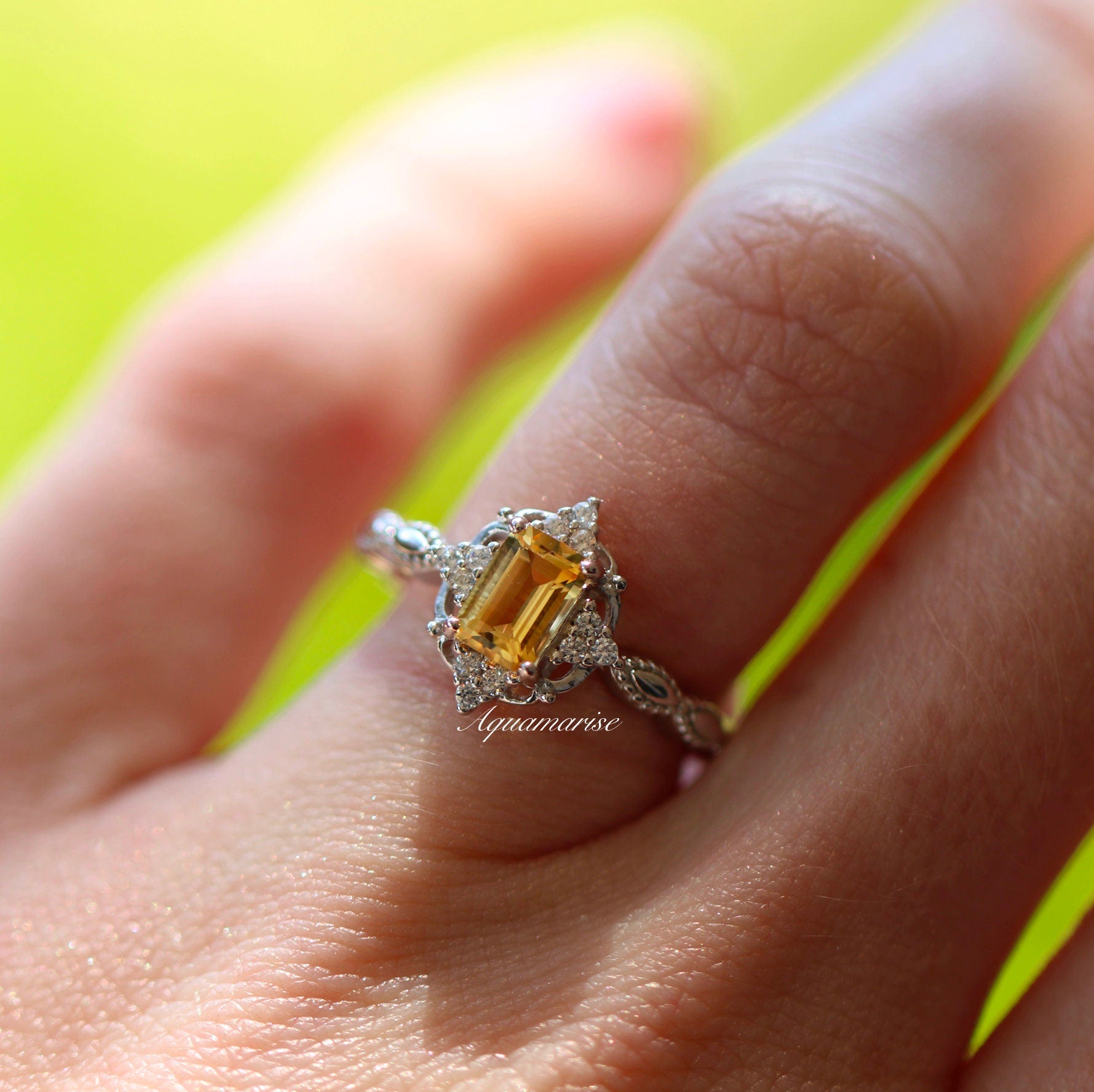 Claire Citrine Sterling Silver Ring for Women - Elegant Gemstone Jewelry for Everyday Wear, Gift Giving & Special Occasions