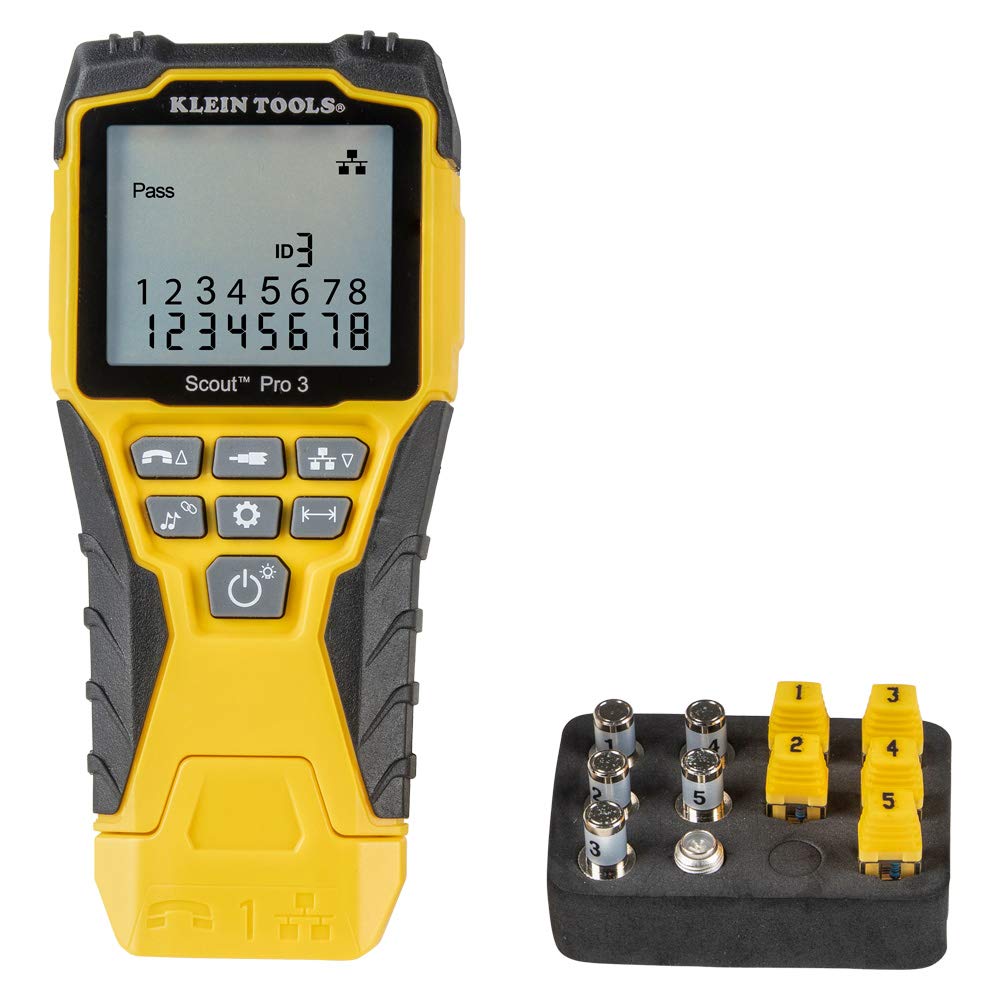 Klein Tools Scout Pro 3 Cable Tester Kit - Ethernet, Coax & Phone Wire Tester with Carrying Case | Network Installation, Home & Office Wiring Solutions