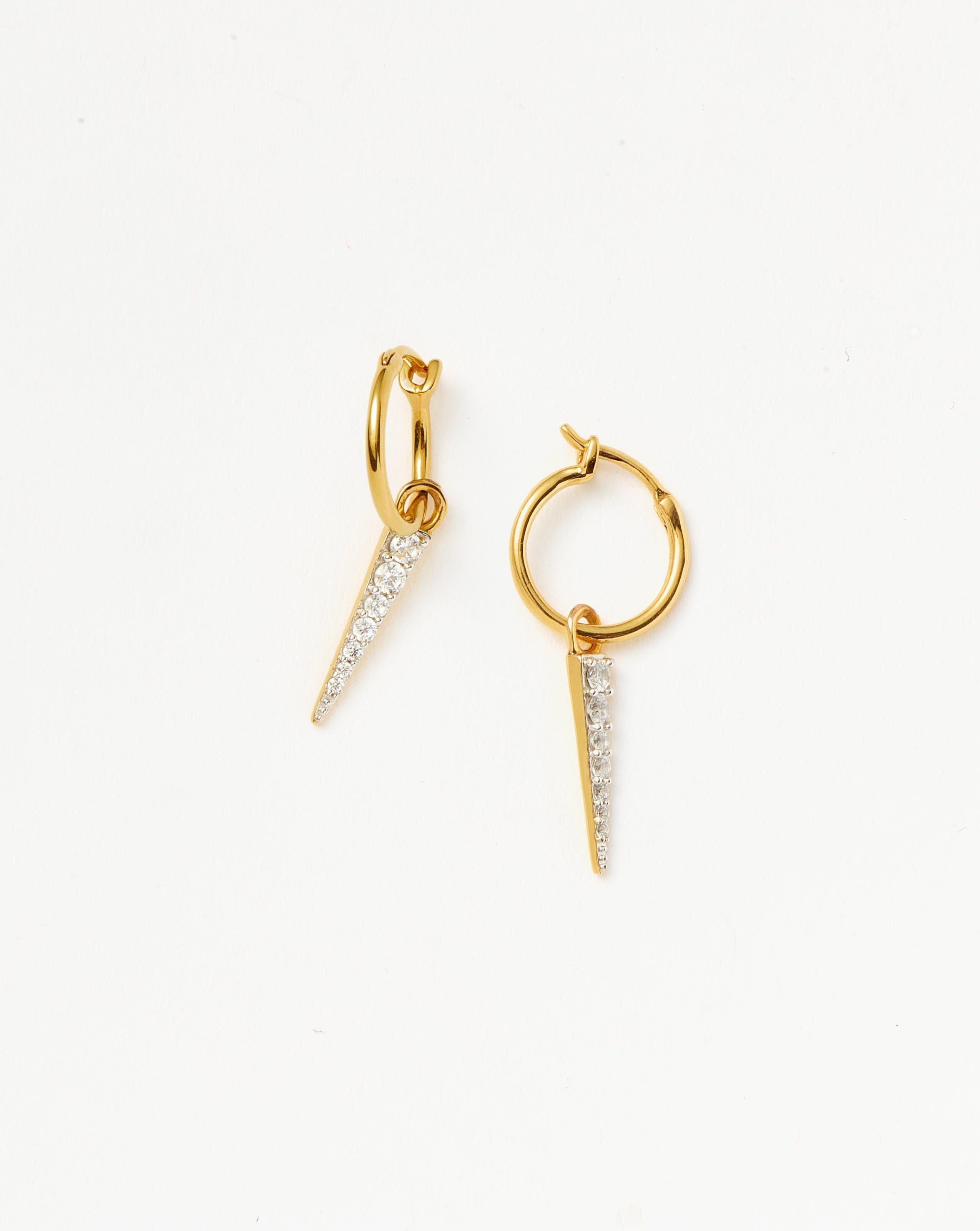 Mini Pave Spike Charm Hoop Earrings - 18k Gold Vermeil & Cubic Zirconia | Elegant Dangle Earrings for Women | Perfect for Parties, Weddings & Everyday Wear