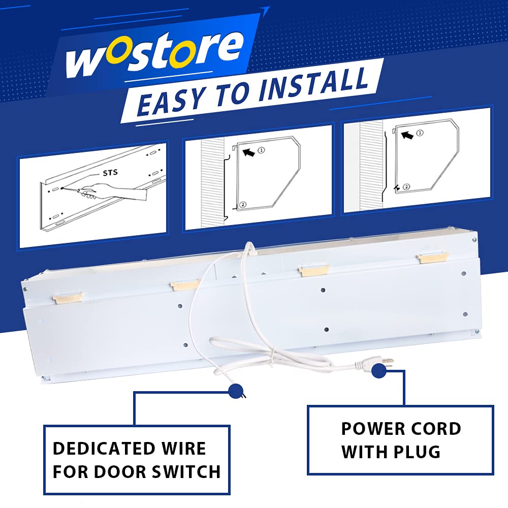 Wostore 36-Inch Commercial & Household Remote Control Air Curtain - 3 Speed Settings, Super Power, Includes Free Magnetic Door Switch - Perfect for Restaurants, Retail Stores & Home Entryways