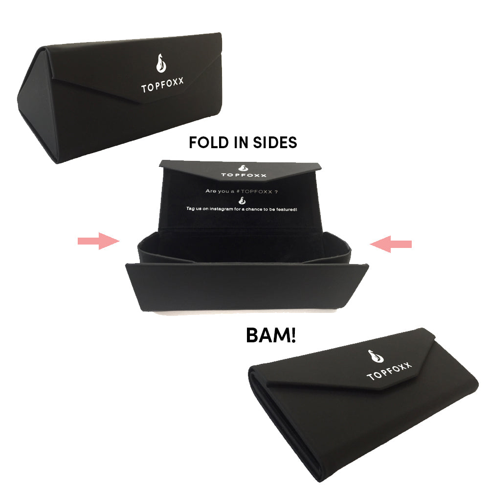 Black Foldable Sunglasses Case - Lightweight & Durable Eyewear Storage for Men & Women - Perfect for Travel, Hiking, and Outdoor Activities