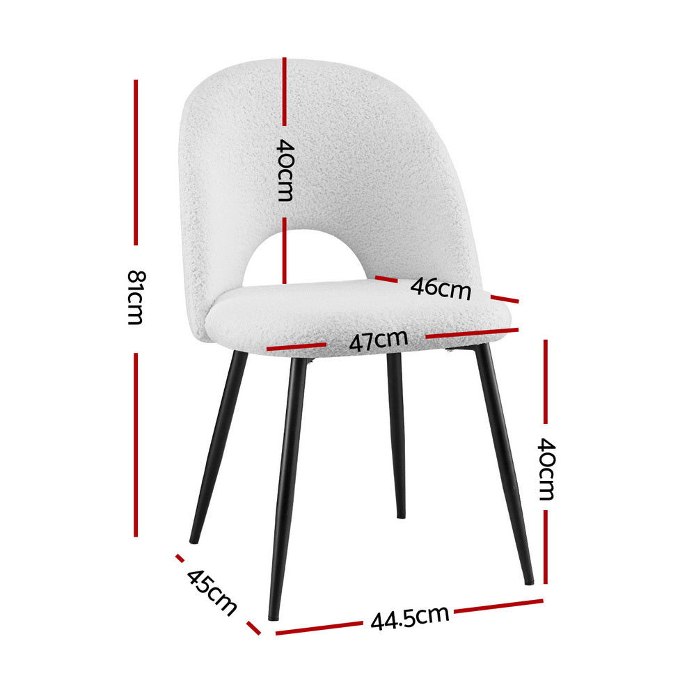 1 Set of 4 Artiss Dining Chairs - Modern Boucle Sherpa Upholstered Accent Chairs for Kitchen, Dining Room, or Breakfast Nook - Comfortable and Stylish Seating for Home Decor